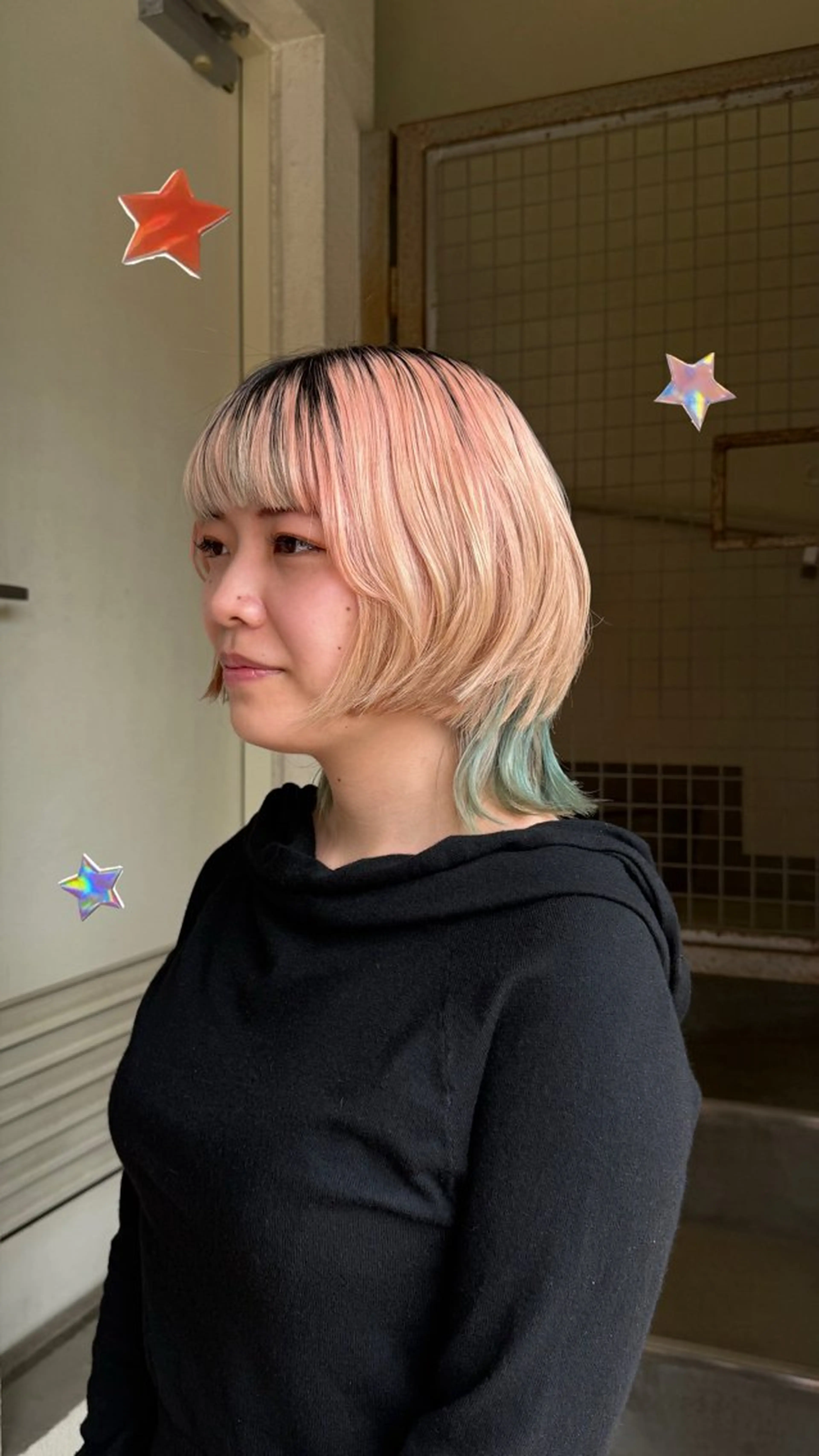 ミディアム 艶カラー/パーマ/ ‎kanahaʚଓ⋆のヘアスタイル