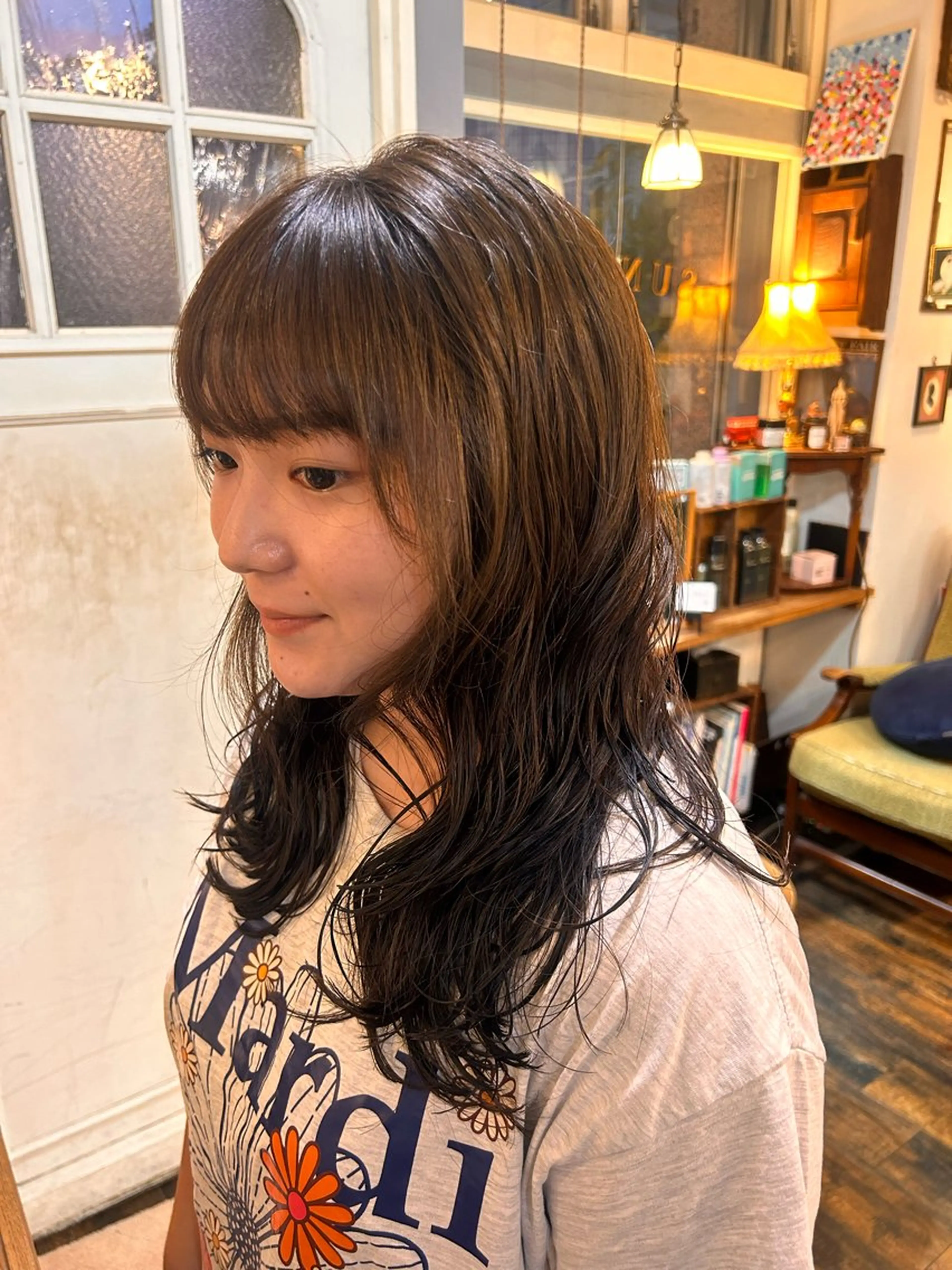 ミディアム パーマ カット パーマ トリートメント 清水千優/パーマ/透 明感カラー/メンズのヘアスタイル