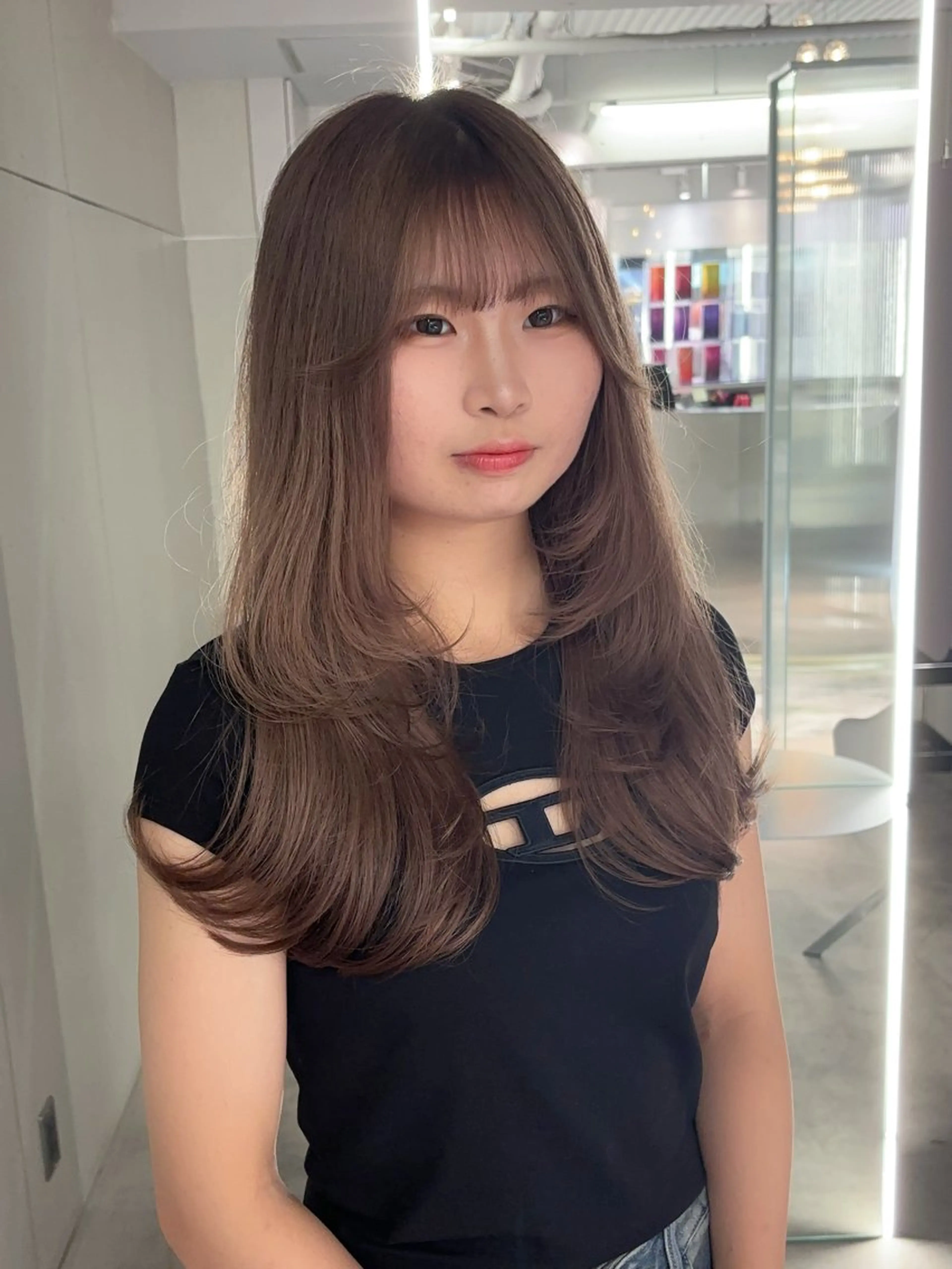 セミロング カラー ブラウンカラー マロンブラウン 名古屋/中顔面短縮 ✨/小顔ハイレイヤーのヘアスタイル