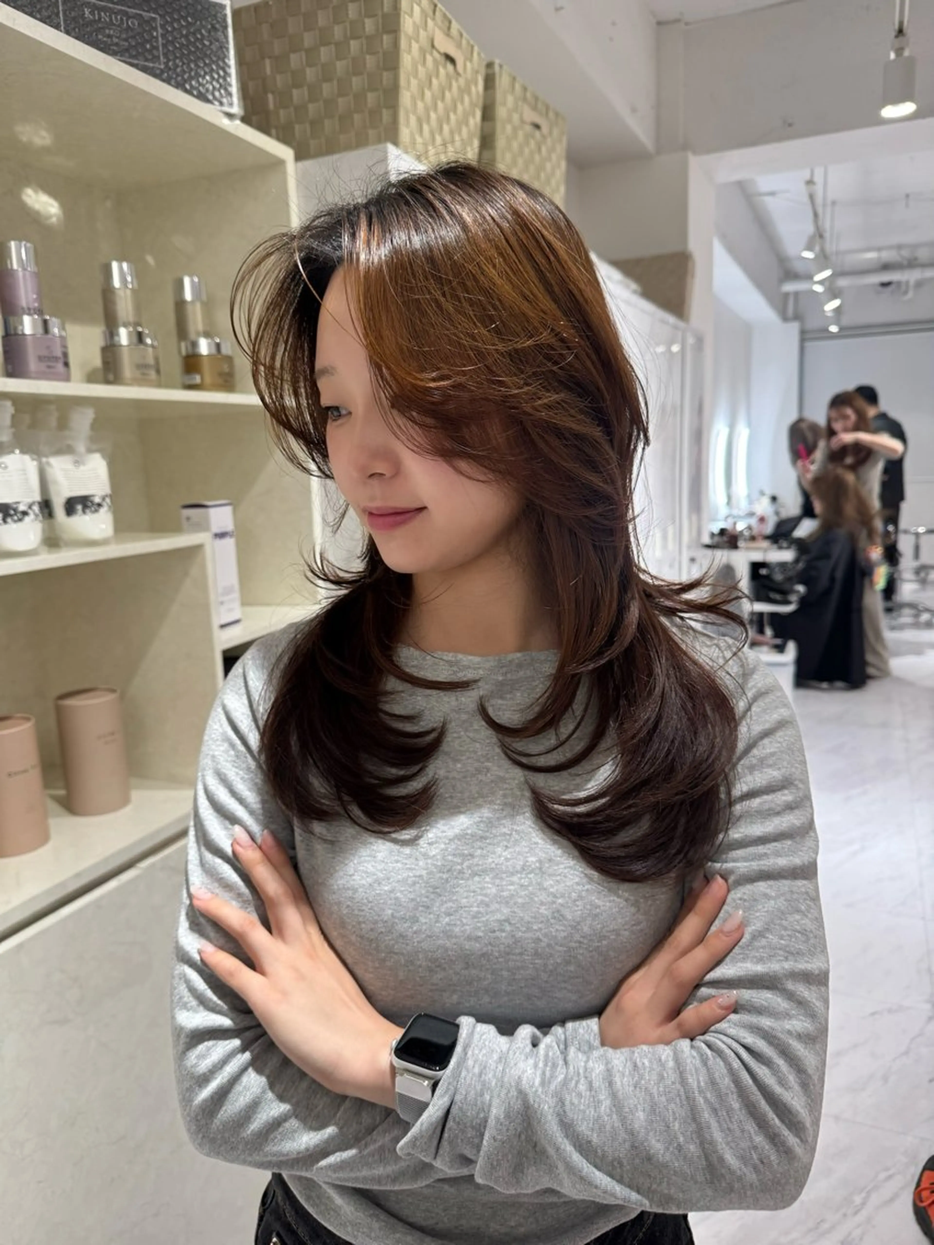 セミロング rina/デザイン カラー/上野のヘアスタイル