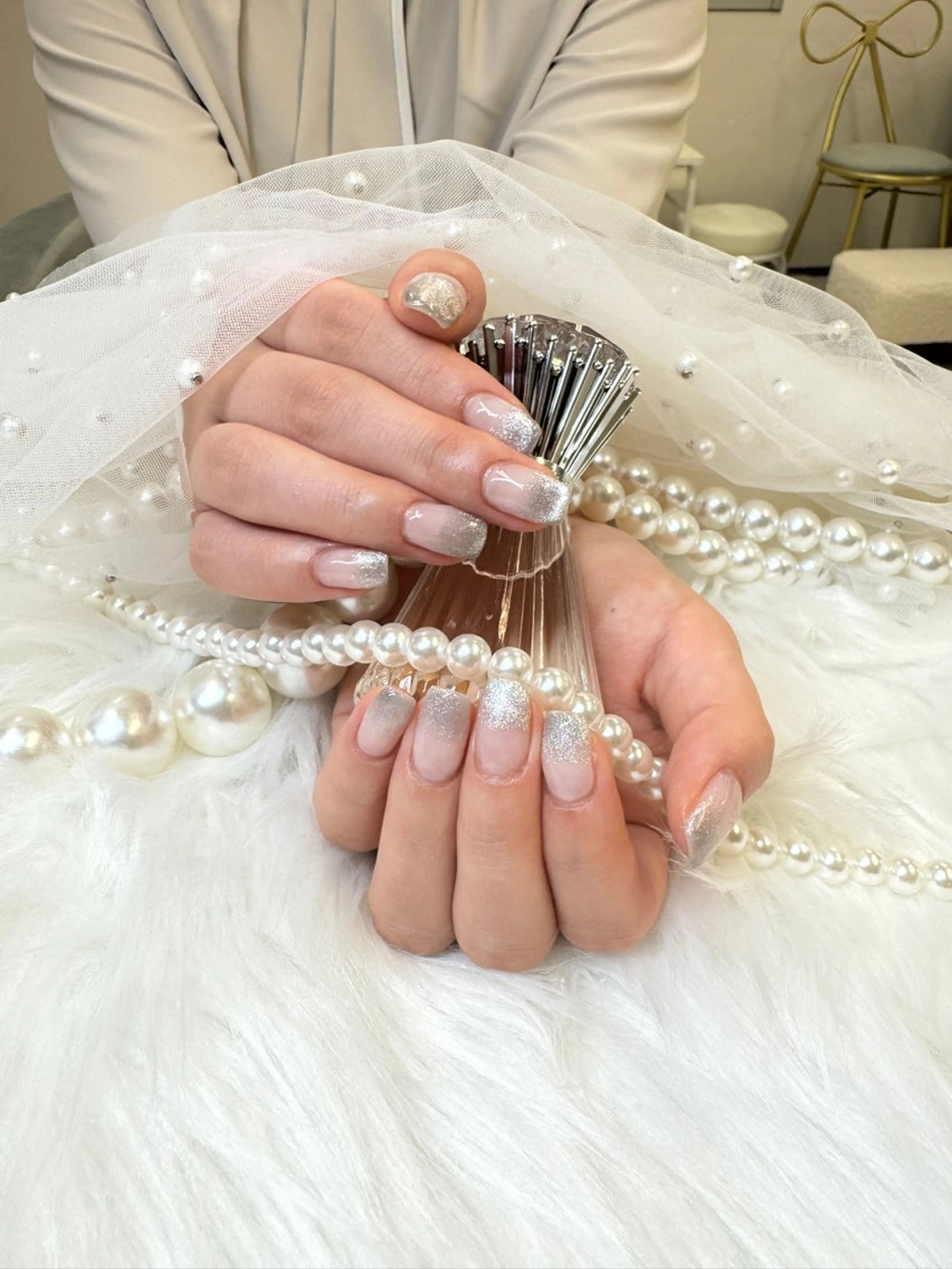 ネイル アートネイル フットネイル フレンチネイル ジェルネイル ガラスフレンチ Queeens nailのネイルデザイン