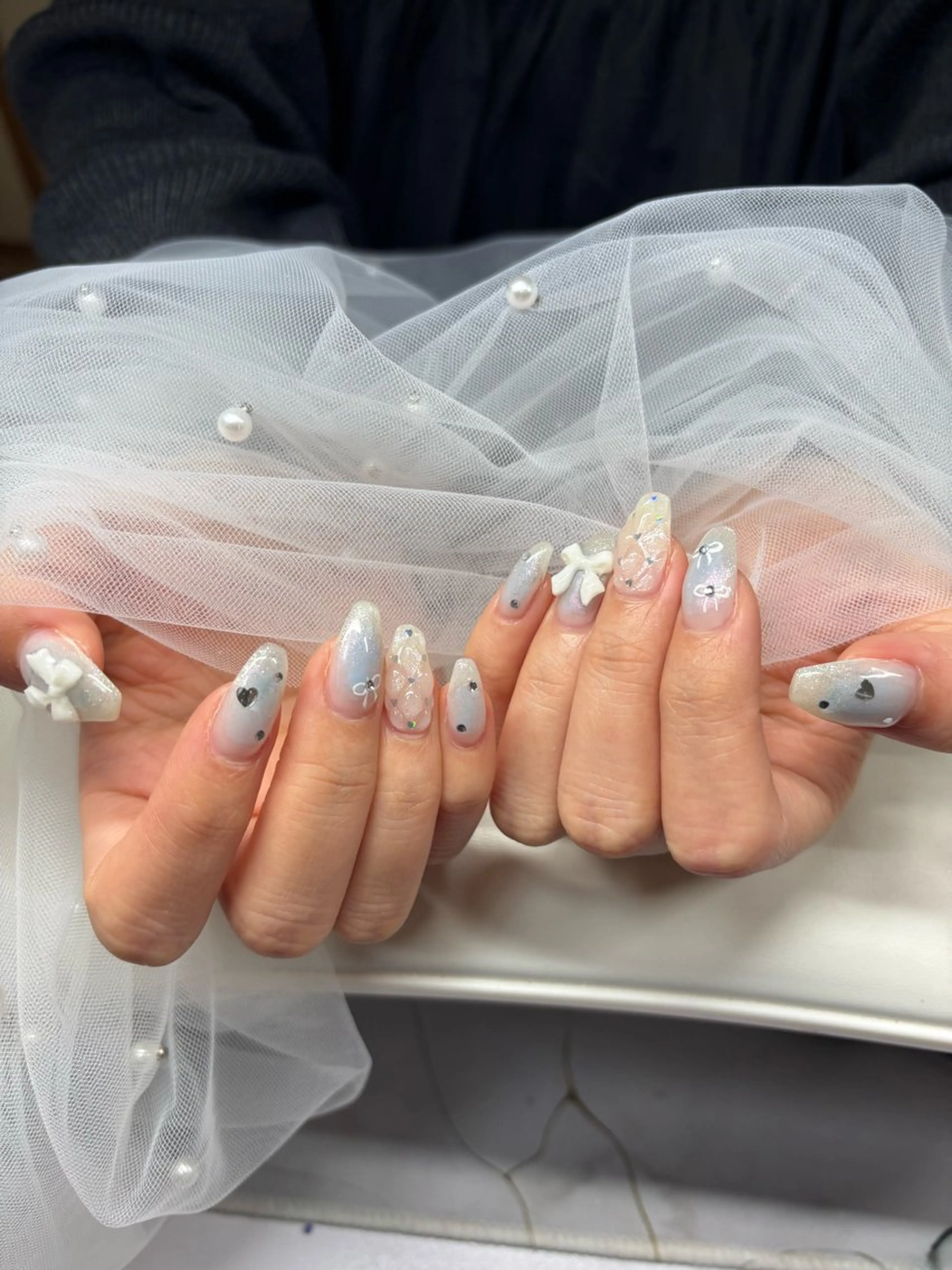 ネイル チークネイル 水色 持ち込み 門真市ネイルサロン♡ KUMI.HANAのネイルデザイン