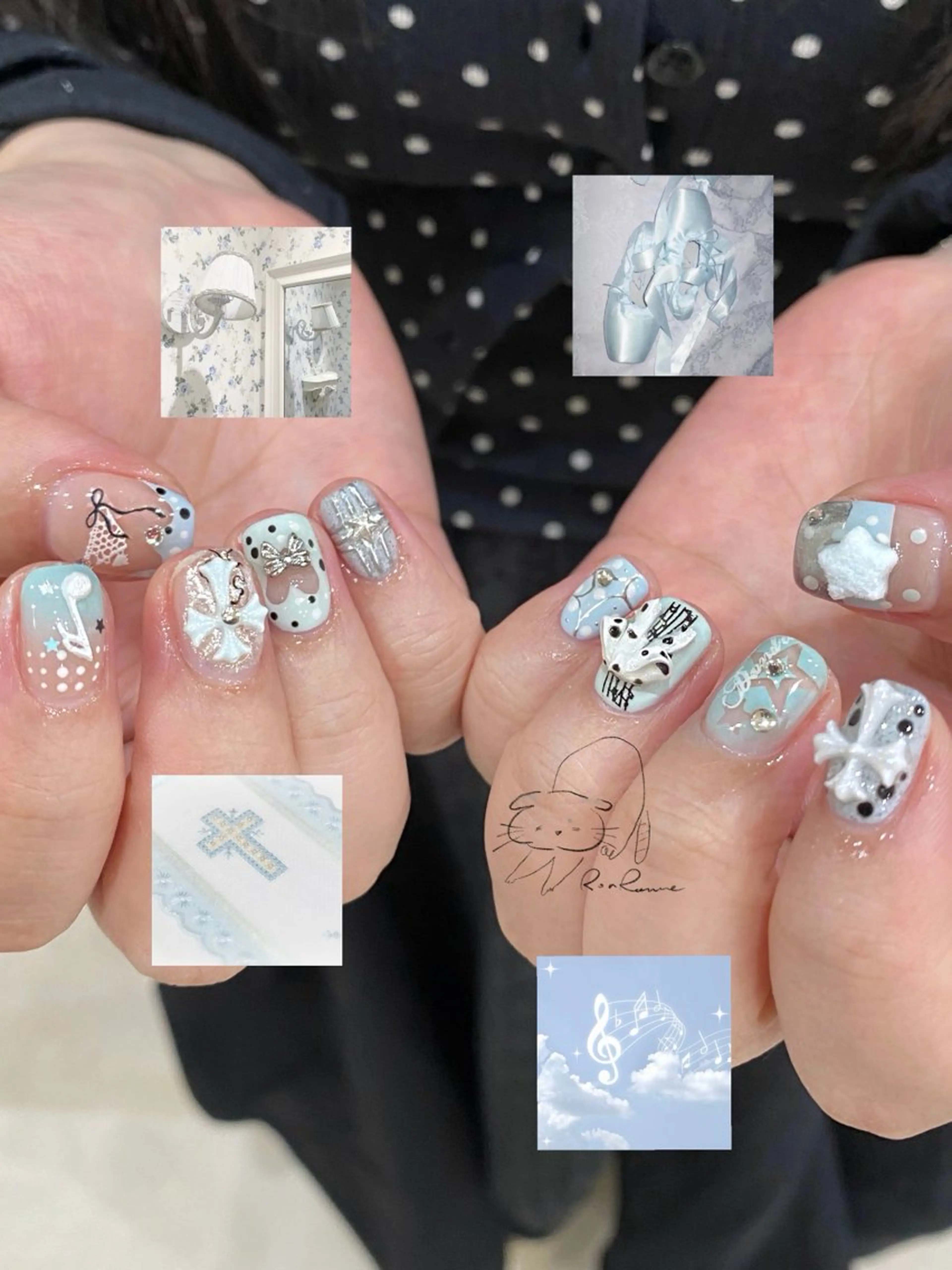 ネイル オーロラネイル 長さ出し フレンチネイル ジェルネイル ミラーネイル ハンドネイル ronronne .のネイルデザイン