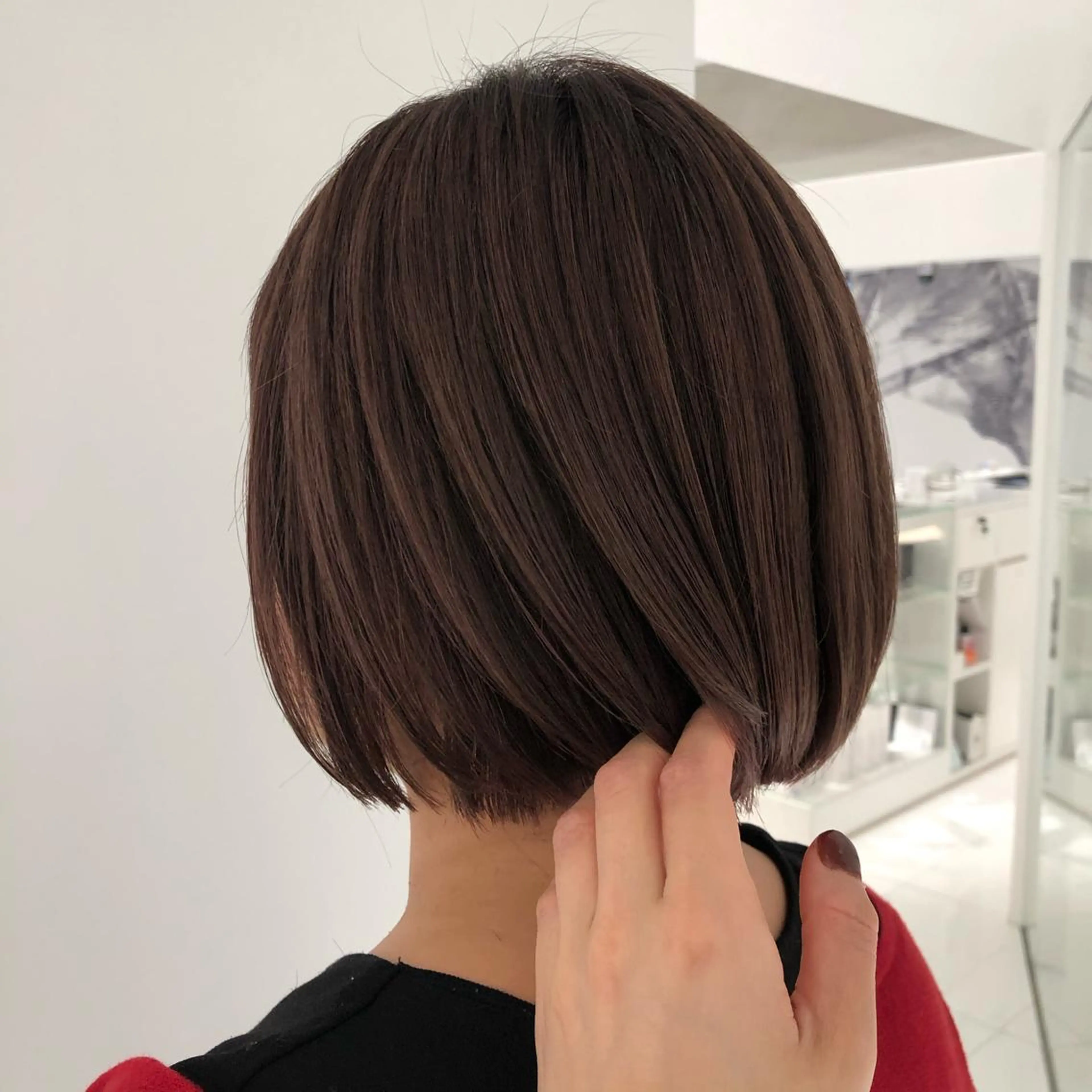 ショート カラー ベージュカラー ピンクカラー ピンクベージュ ボブ 古屋 花織のヘアスタイル