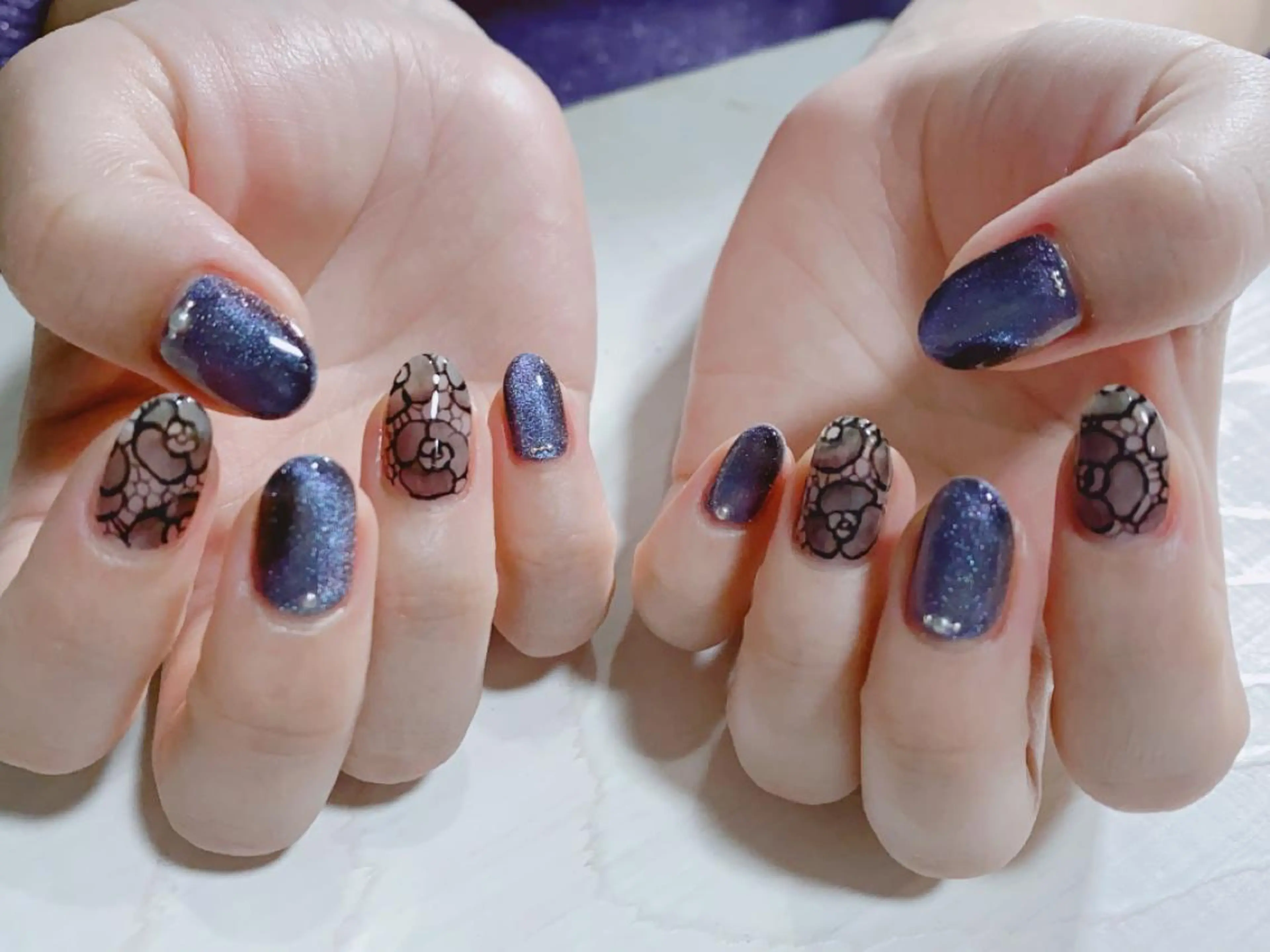 ミディアム カラー ネイル レース マグネットネイル フットネイル lavita. mimuraのネイルデザイン