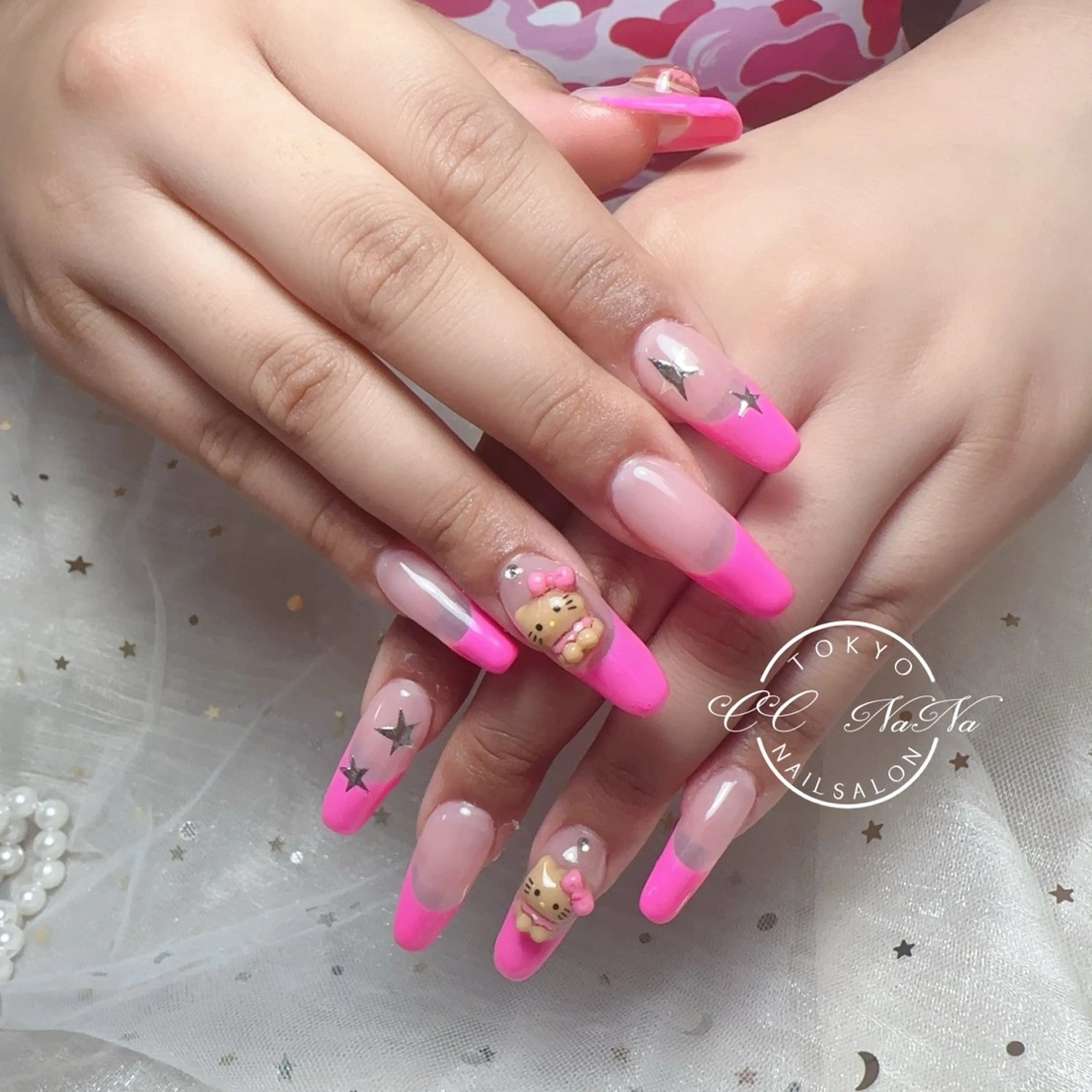 ネイル ゴージャス スカルプネイル 夏ネイル ハンドネイル 💎CC・NaNa 韓国風ネイル🌙Cのネイルデザイン