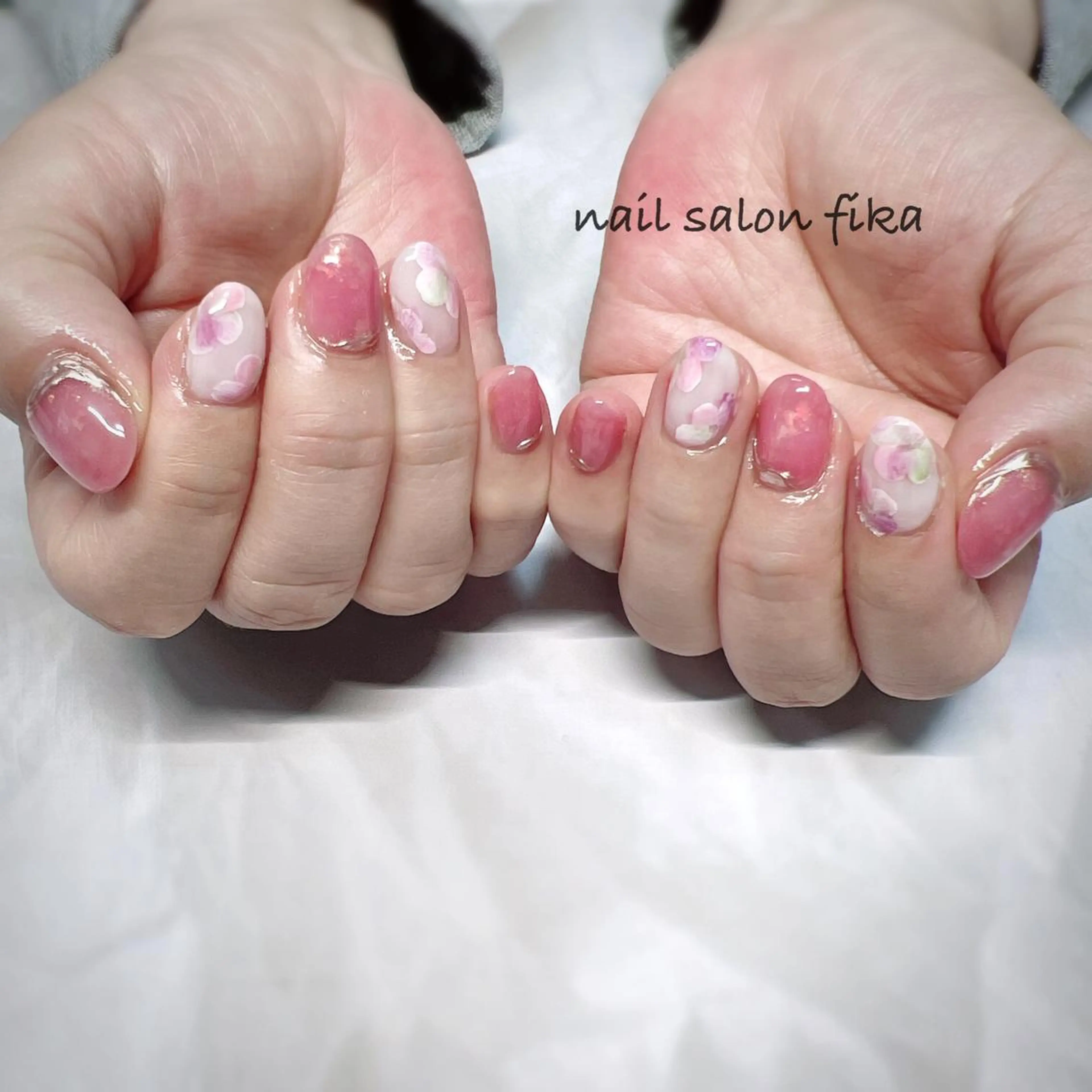 ネイル ピンク ショートネイル 春ネイル nail salon fikaのネイルデザイン