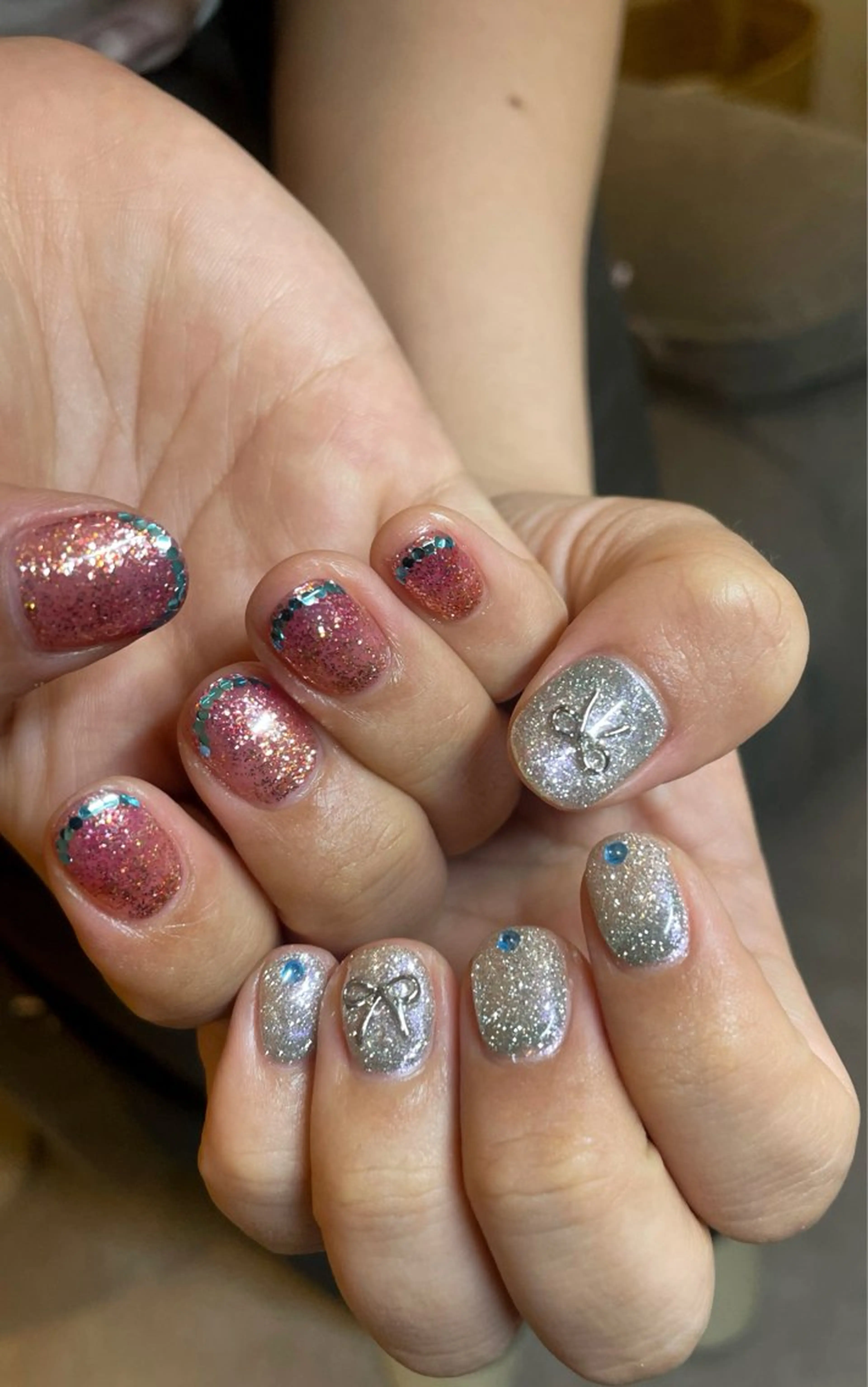 ネイル グリーン オレンジ ピンク シルバー anny ／あにのネイルデザイン