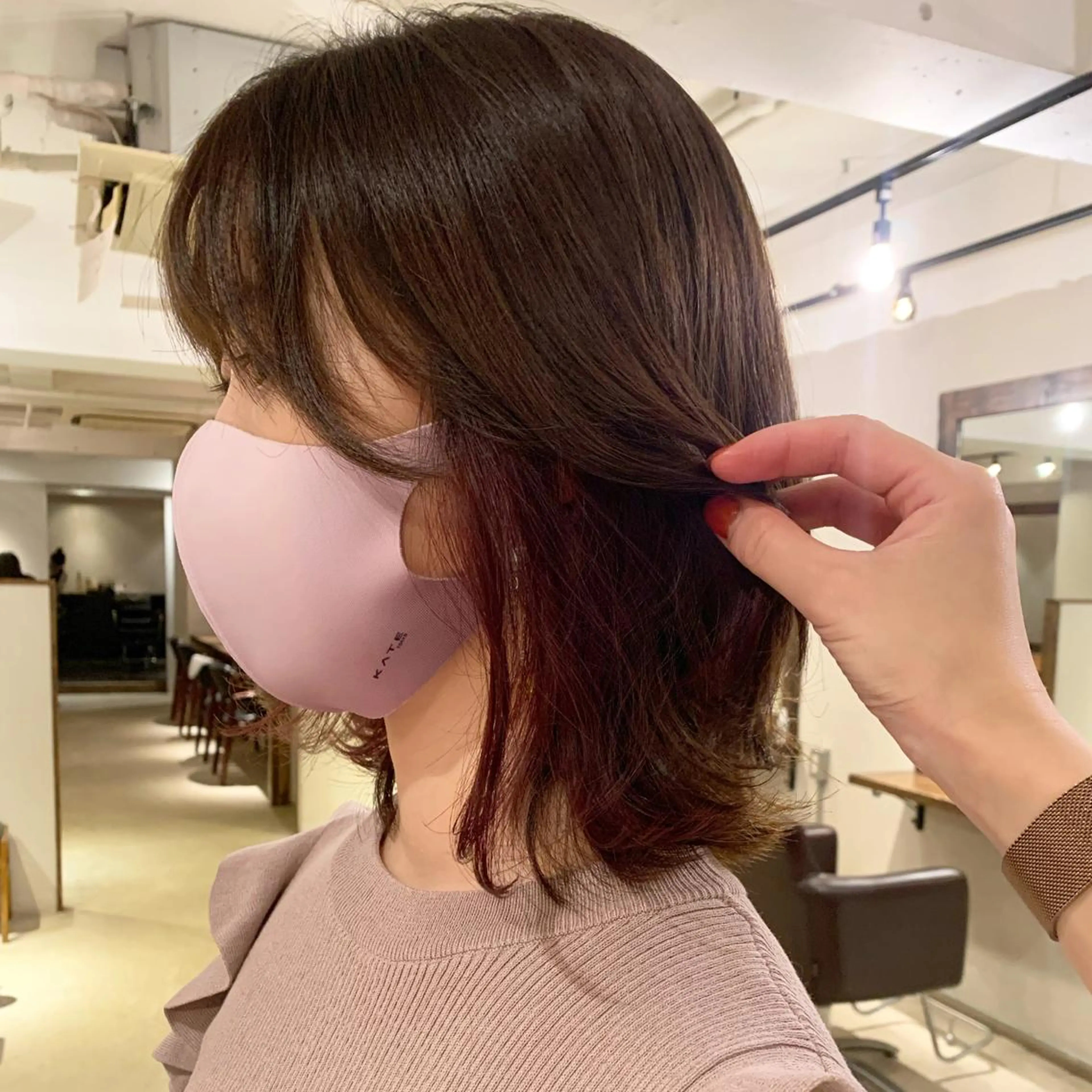 ミディアム カラー カット ヘアカラー トリートメント ヘッドスパ 透明感/オリーブ/ グレージュ/YUKAのヘアスタイル