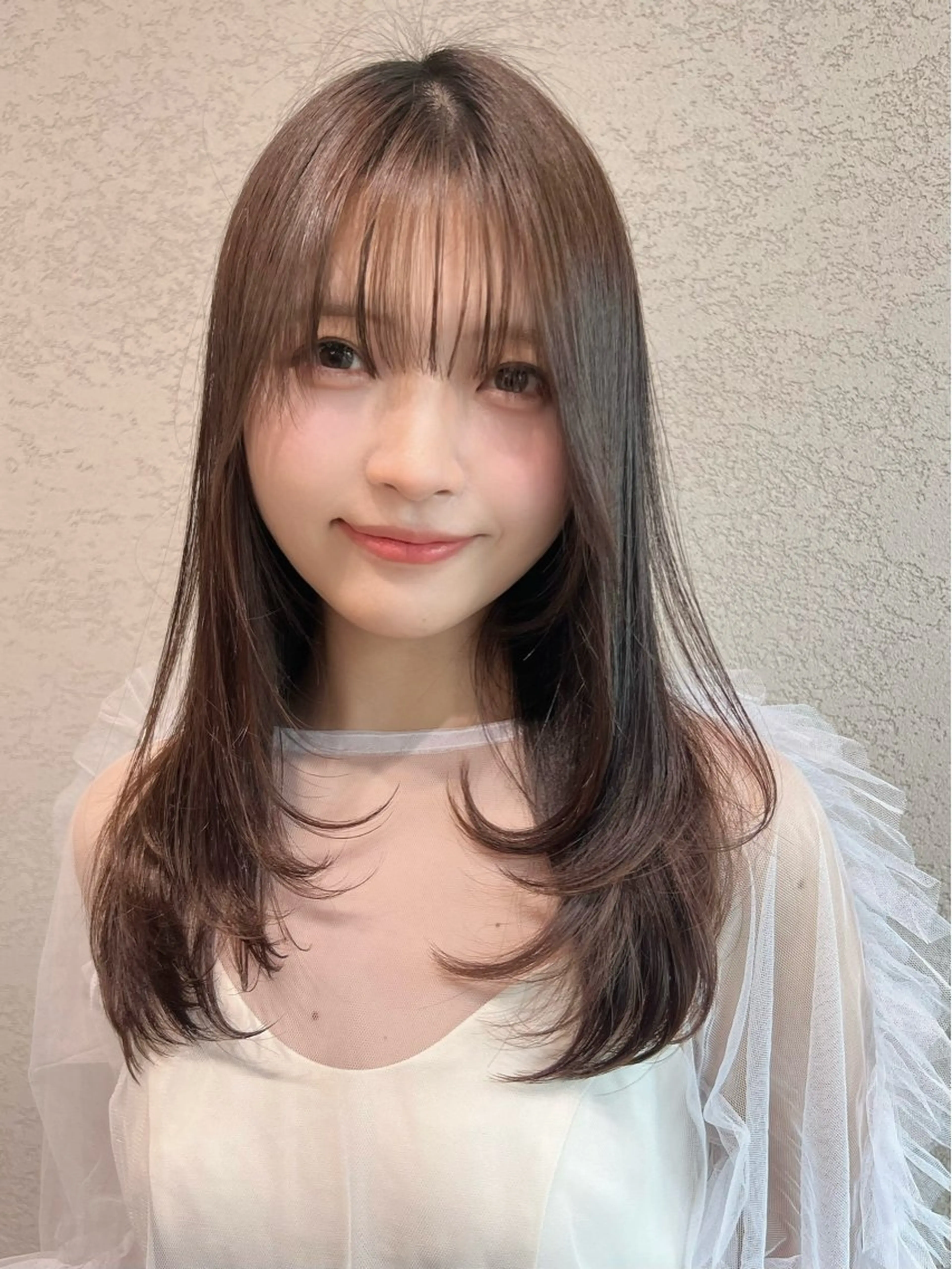 ミディアム カラー カット ヘアカラー トリートメント 興津/韓国レイヤー ダブルカラー美髪縮毛のヘアスタイル