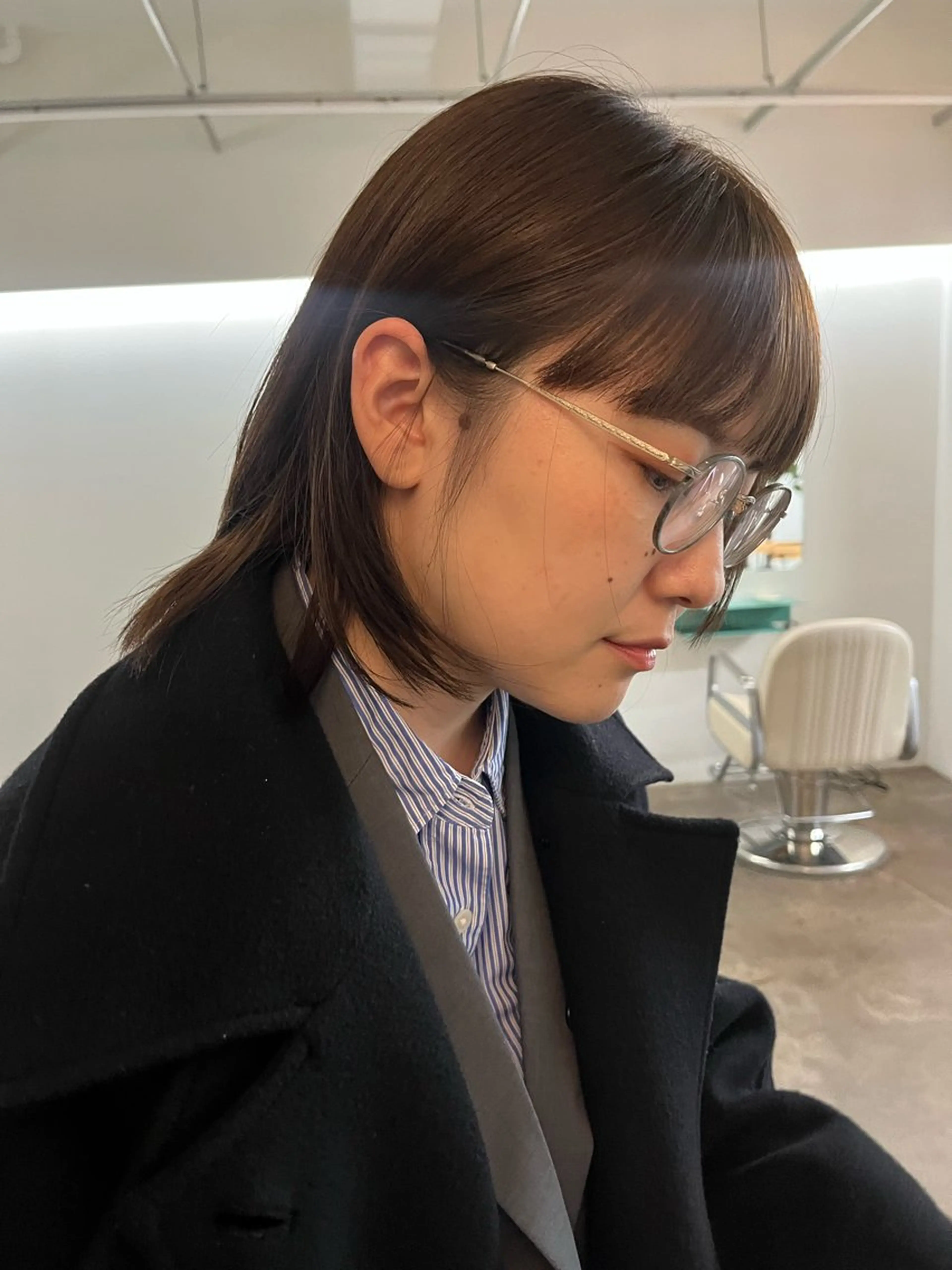 ミディアム レイヤー/ケアパーマ /ニュアンス/モードのヘアスタイル