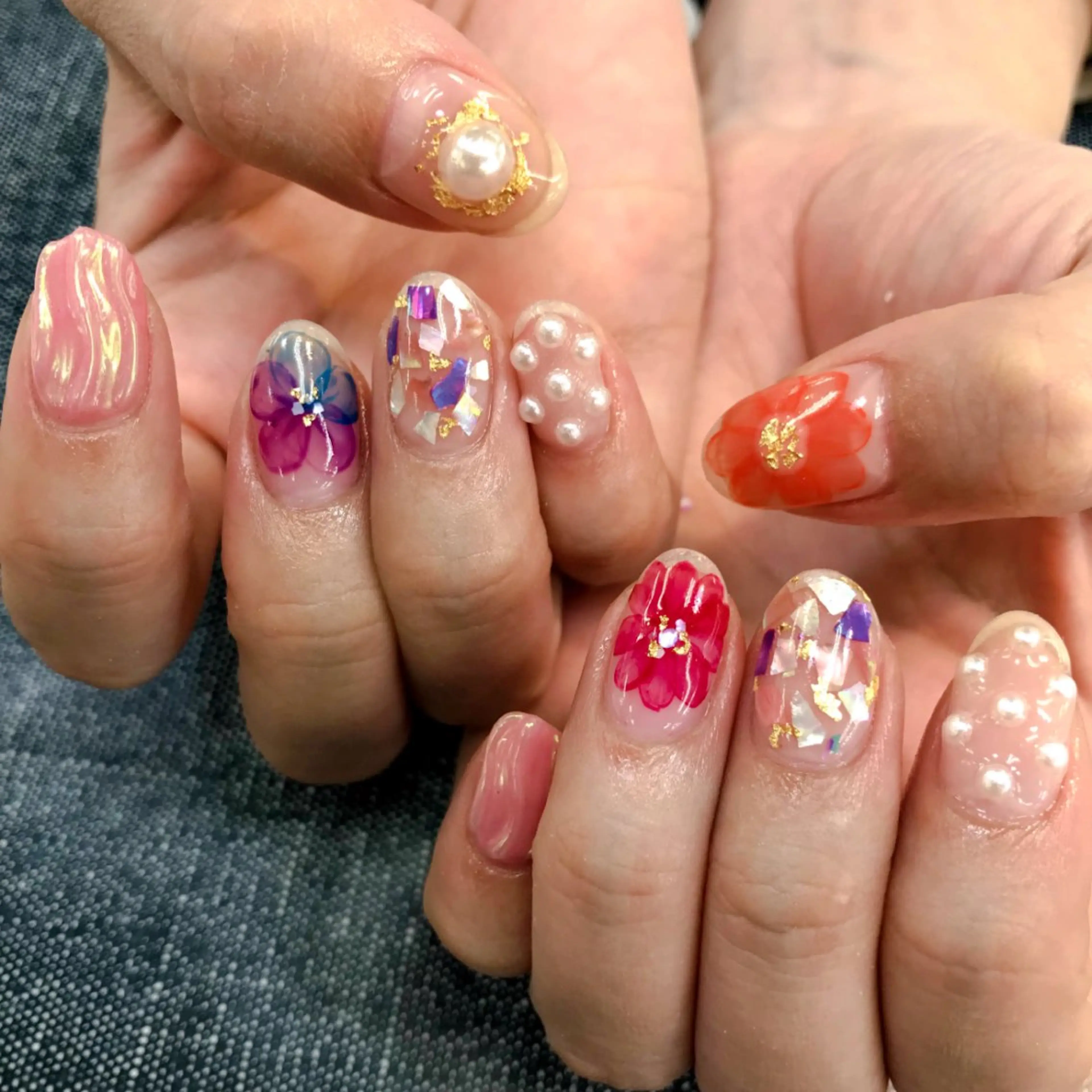 ネイル フラワーネイル ジェルネイル ニュアンスネイル ハンドネイル NAIL MOONのネイルデザイン