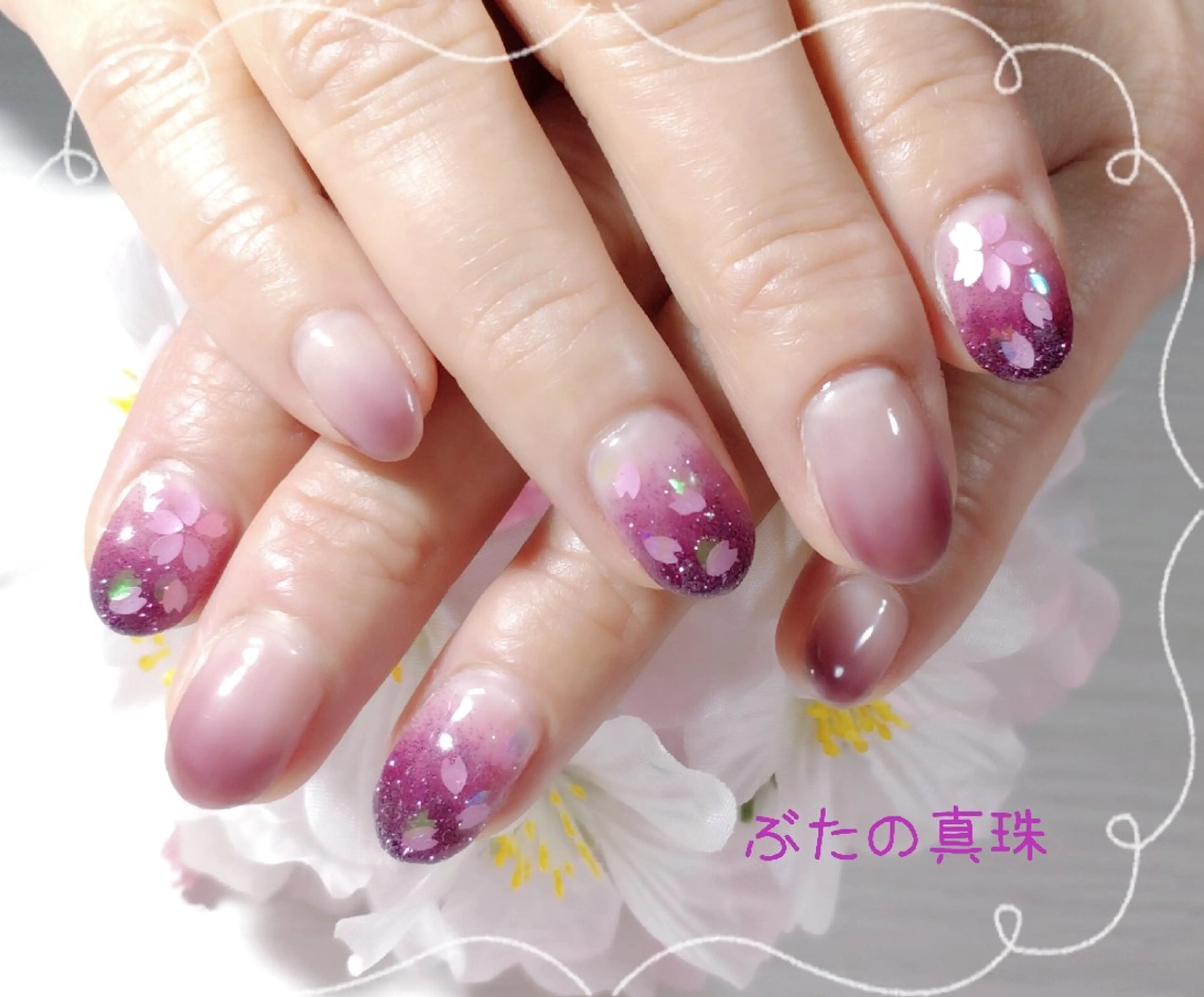 ネイル 桜ネイル ハンドネイル 林 珠里のネイルデザイン