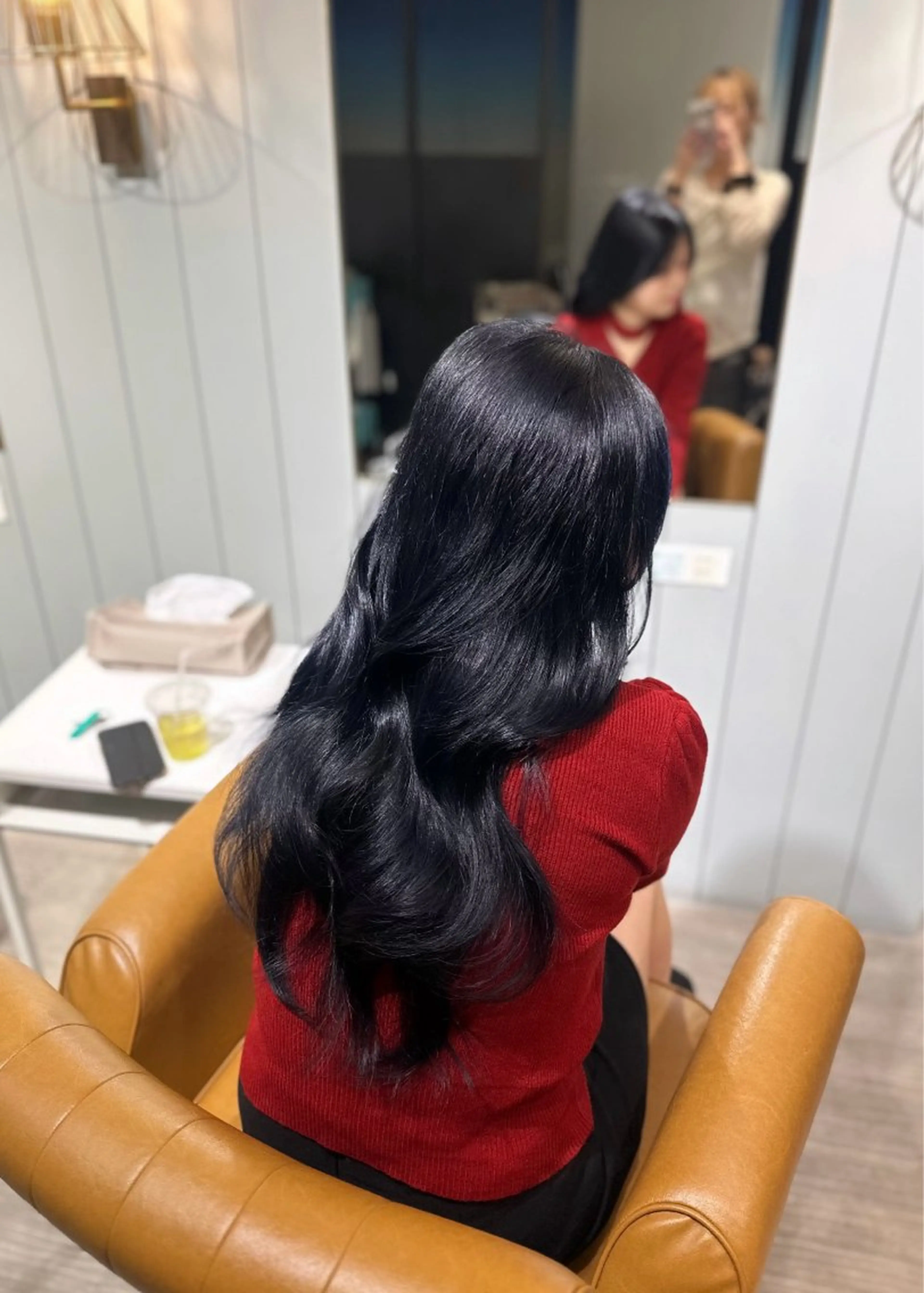 ロング カラー 黒髪 ブルーカラー ブルーブラック 透明感カラー カット ヘアカラー トリートメント 韓国ヘア/髪質改善 /natsuki🧸のヘアスタイル