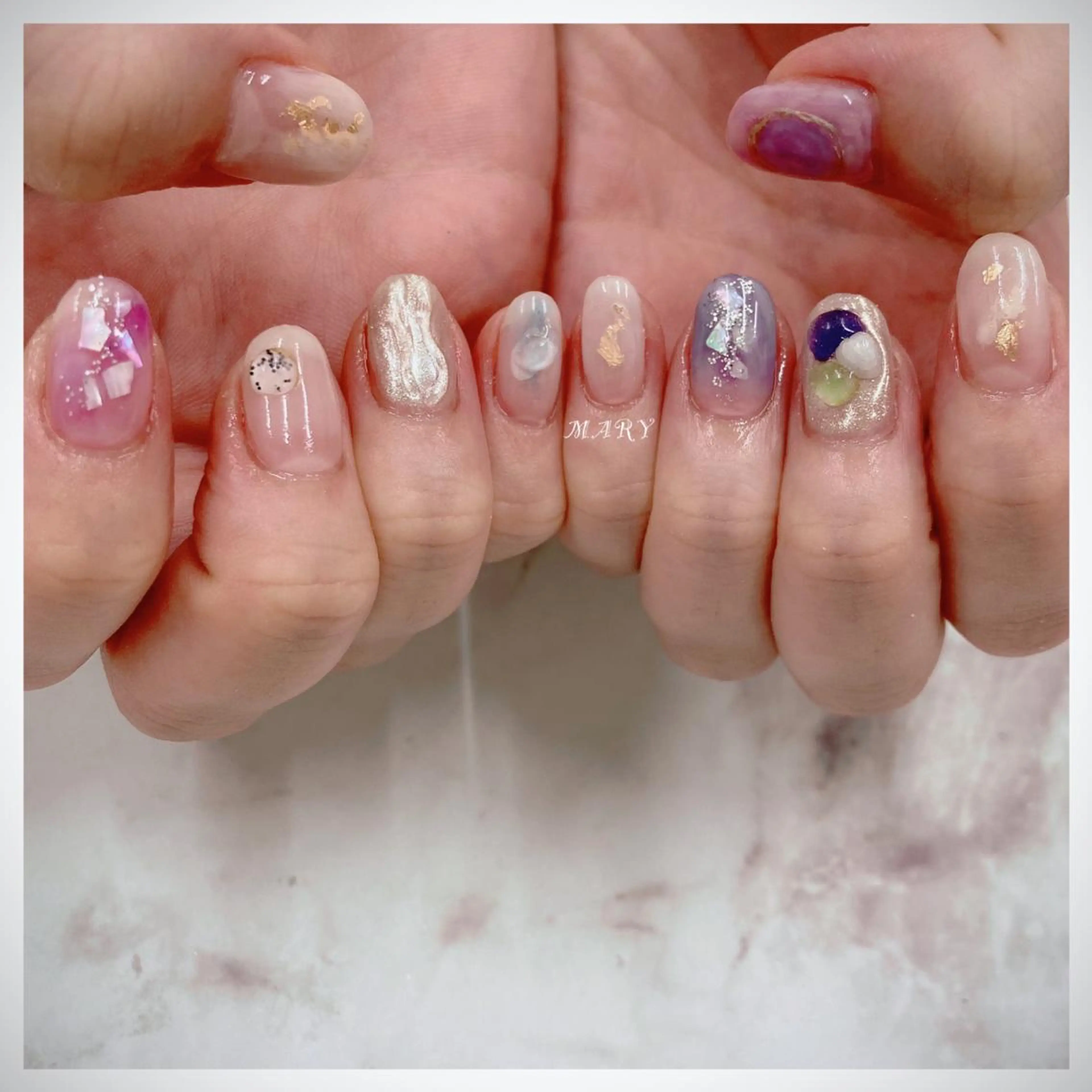 ネイル 持ち込み ニュアンスネイル ハンドネイル Mary nail .narumiのネイルデザイン
