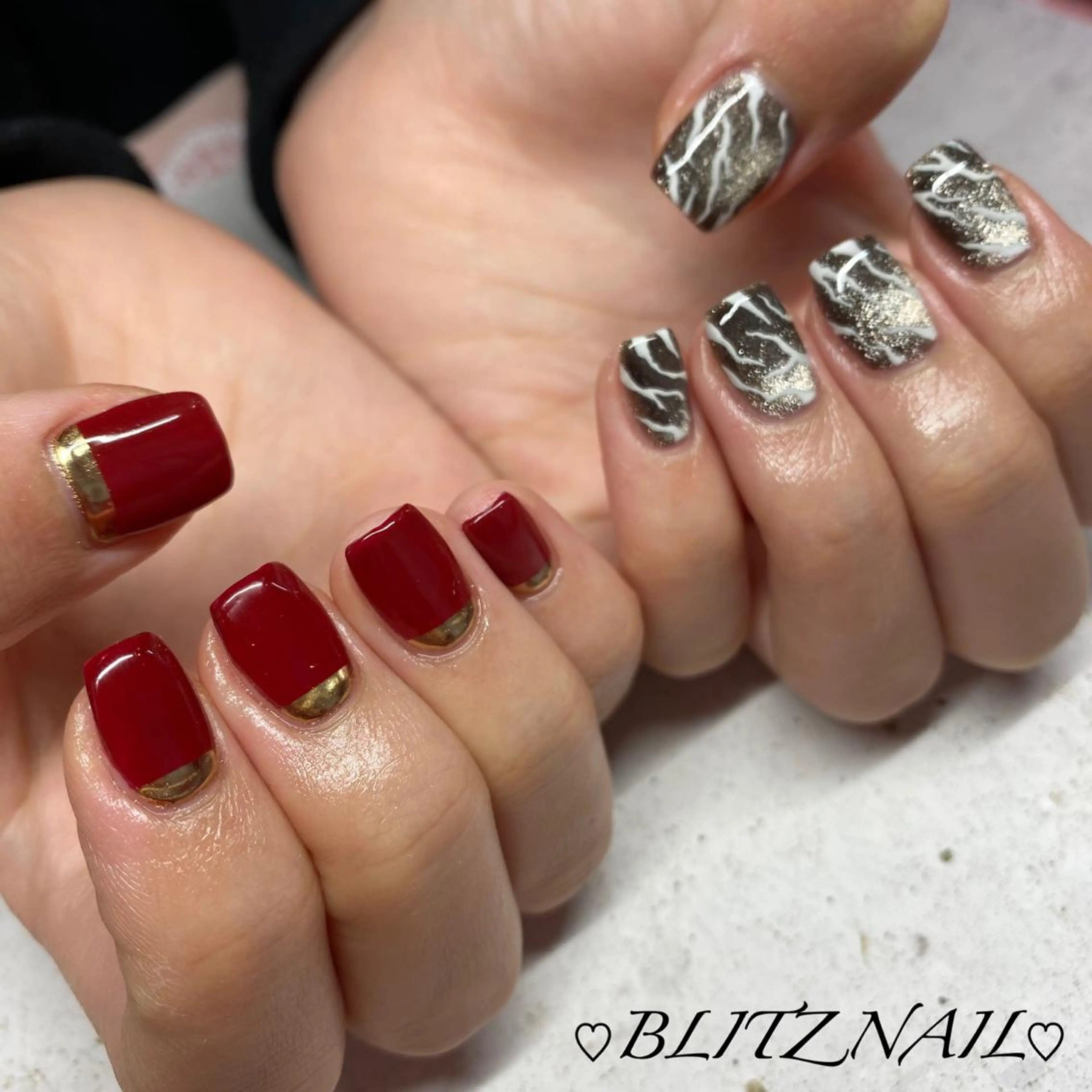 ネイル アニマル柄 ジェルネイル マグネットネイル BLITZ Nail 岩田💅🏻✨のネイルデザイン