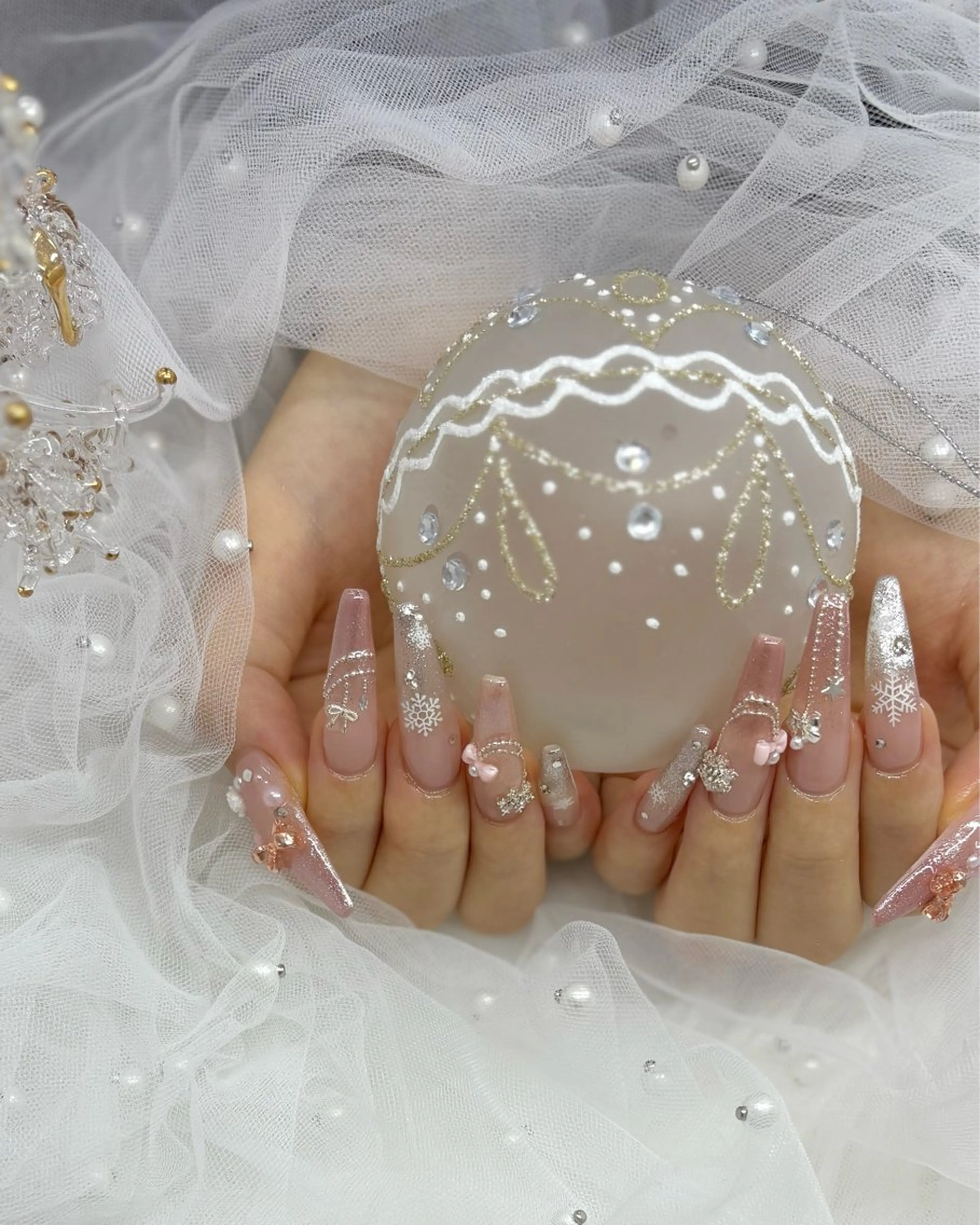 ネイル 持ち込み 冬ネイル クリスマス 完全プライベート サロンYUZUHAのネイルデザイン