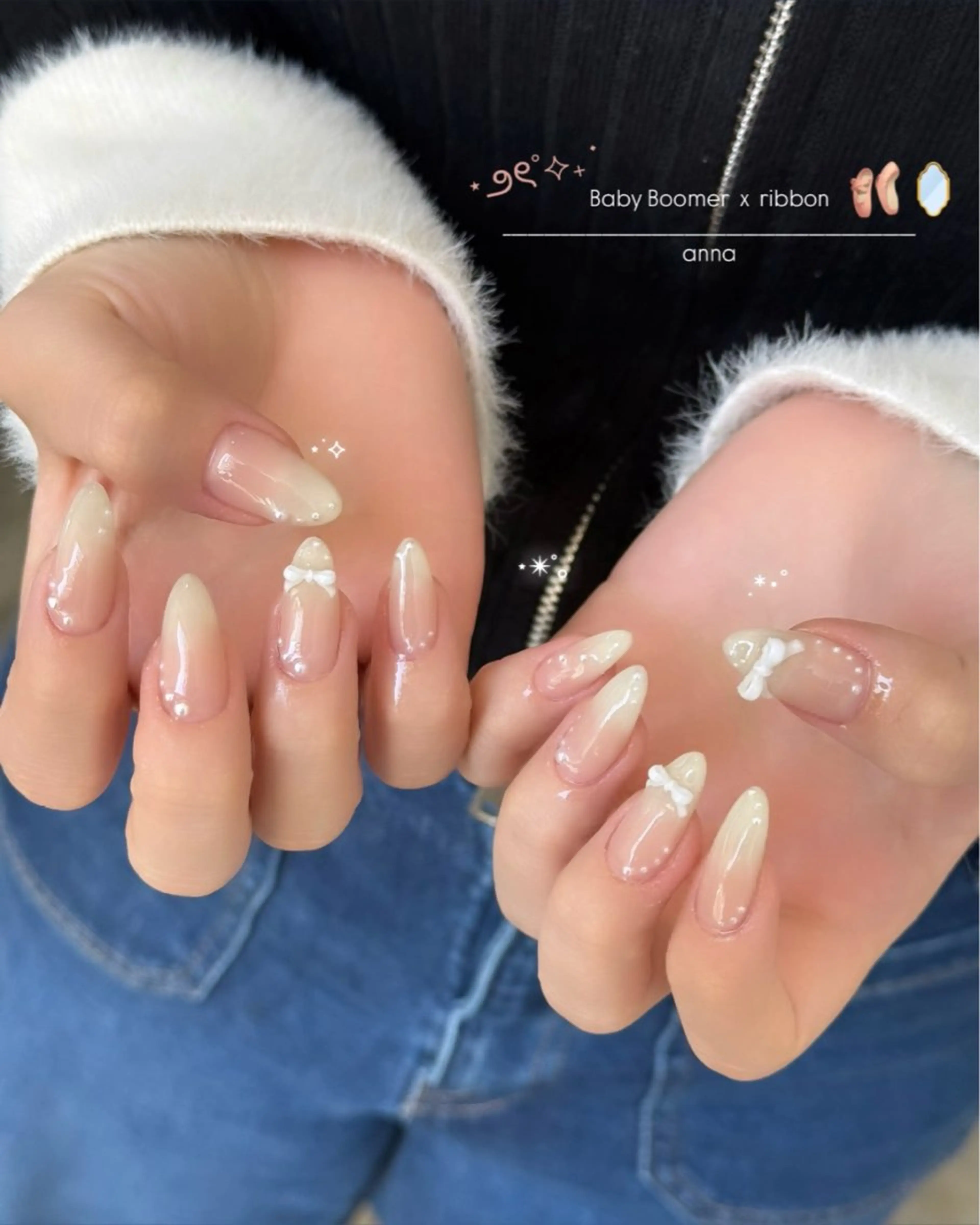 ネイル リボン ハンドネイル ハンドケア germer. annaのネイルデザイン
