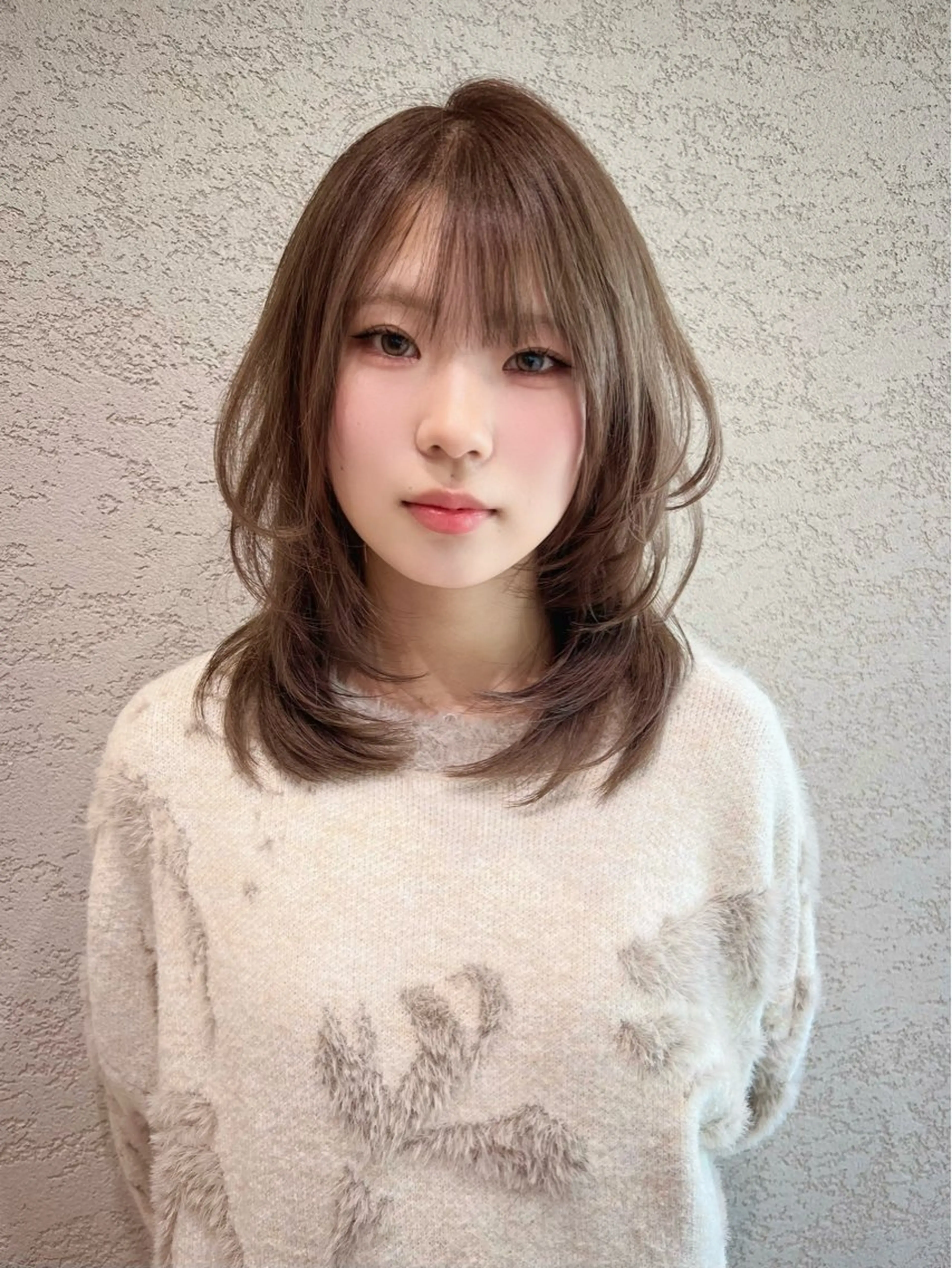 ミディアム カラー カット ヘアカラー トリートメント 興津/韓国レイヤー ダブルカラー美髪縮毛のヘアスタイル