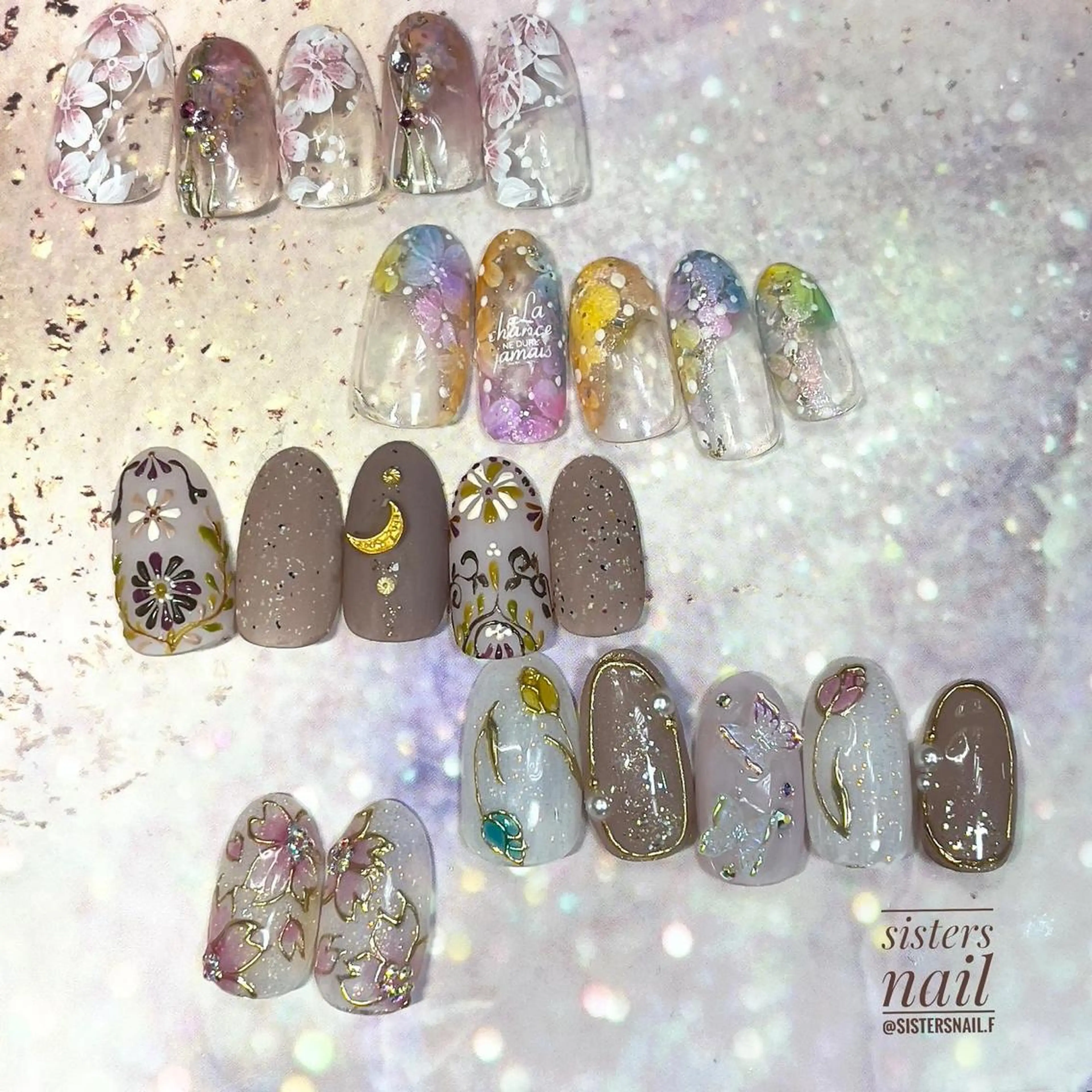 ネイル アートネイル 桜ネイル フラワーネイル キラキラネイル ニュアンスネイル sisters nail.fのネイルデザイン