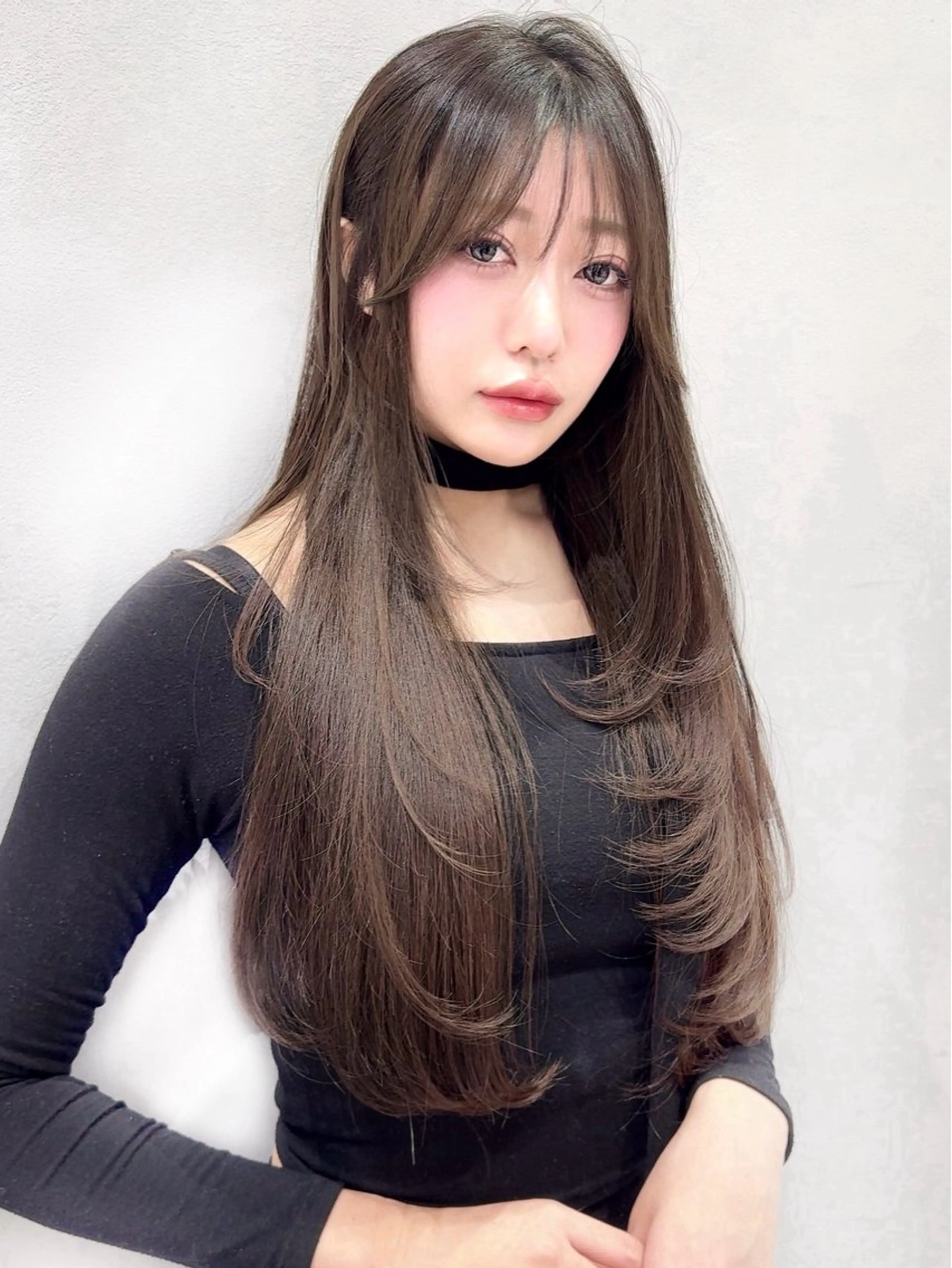 セミロング カラー カット ヘアカラー トリートメント 木屋元一/透明感 /前髪/ショートボブのヘアスタイル