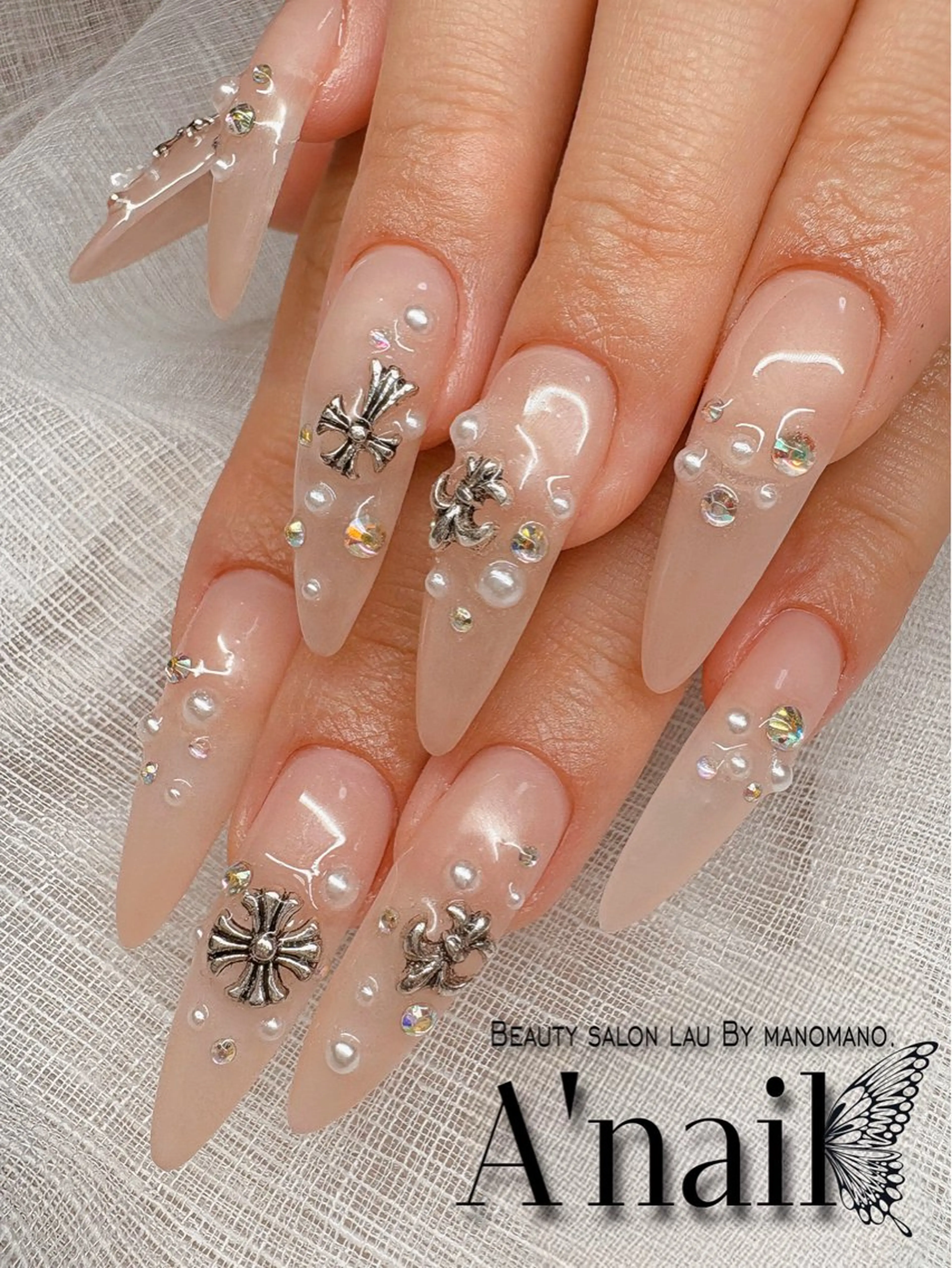 ネイル 長さ出し ﾗｳﾊﾞｲﾏﾉﾏﾉ✧ ARISSA🦋💜のネイルデザイン