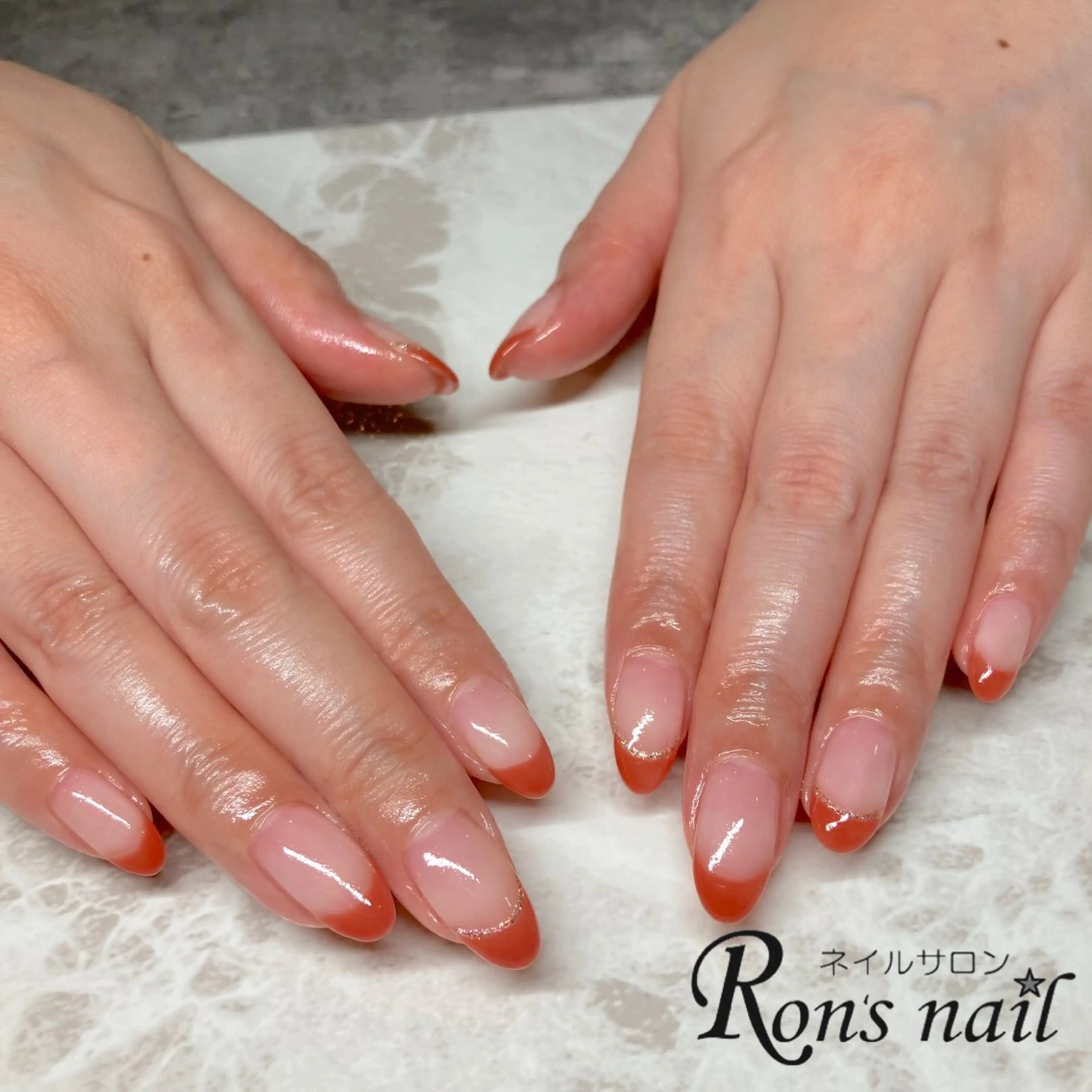 ネイル フレンチネイル ラメ(グリッター) Ron's nail 笹岡のネイルデザイン