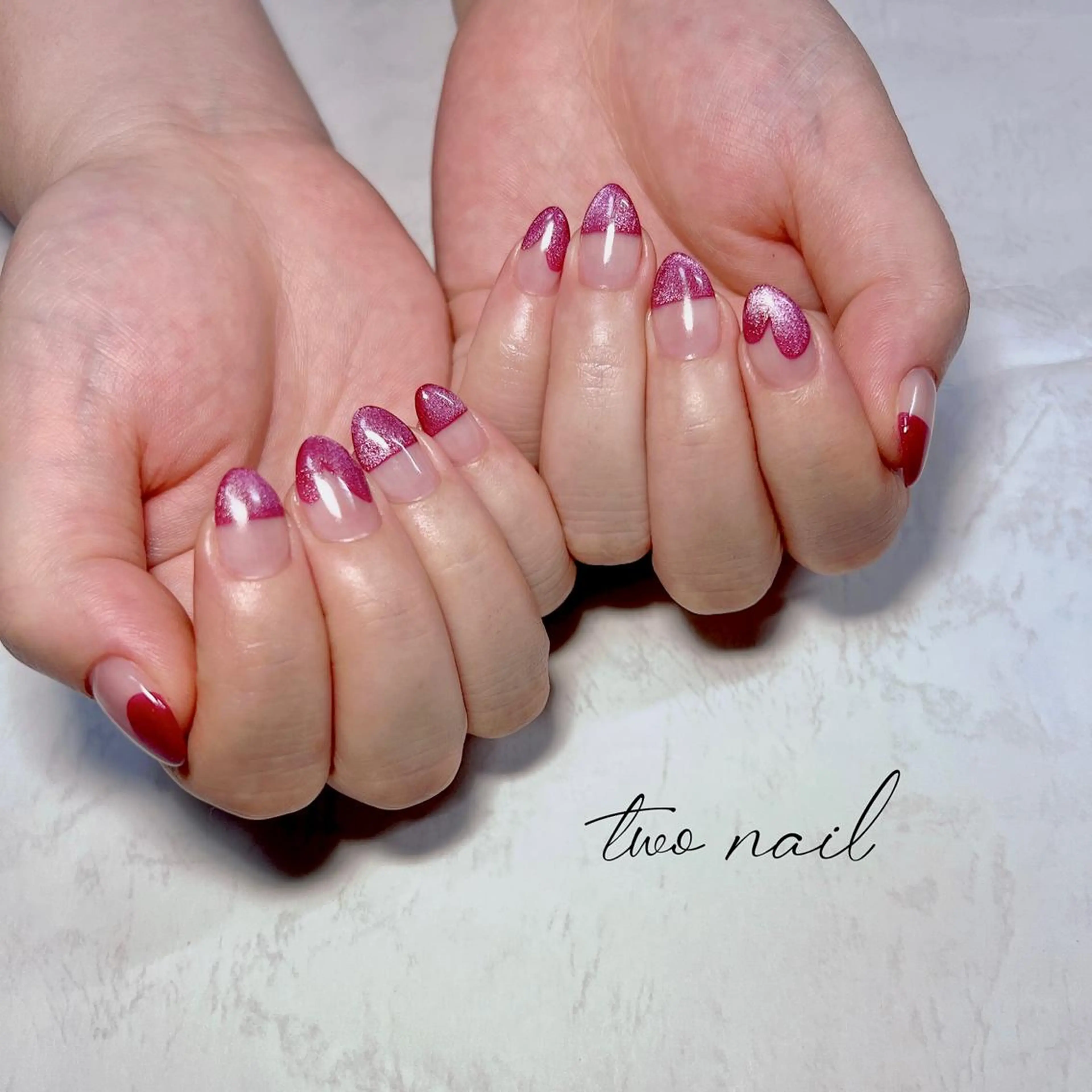 ネイル アートネイル フットネイル ハート マグネットネイル ニュアンスネイル two nailのネイルデザイン