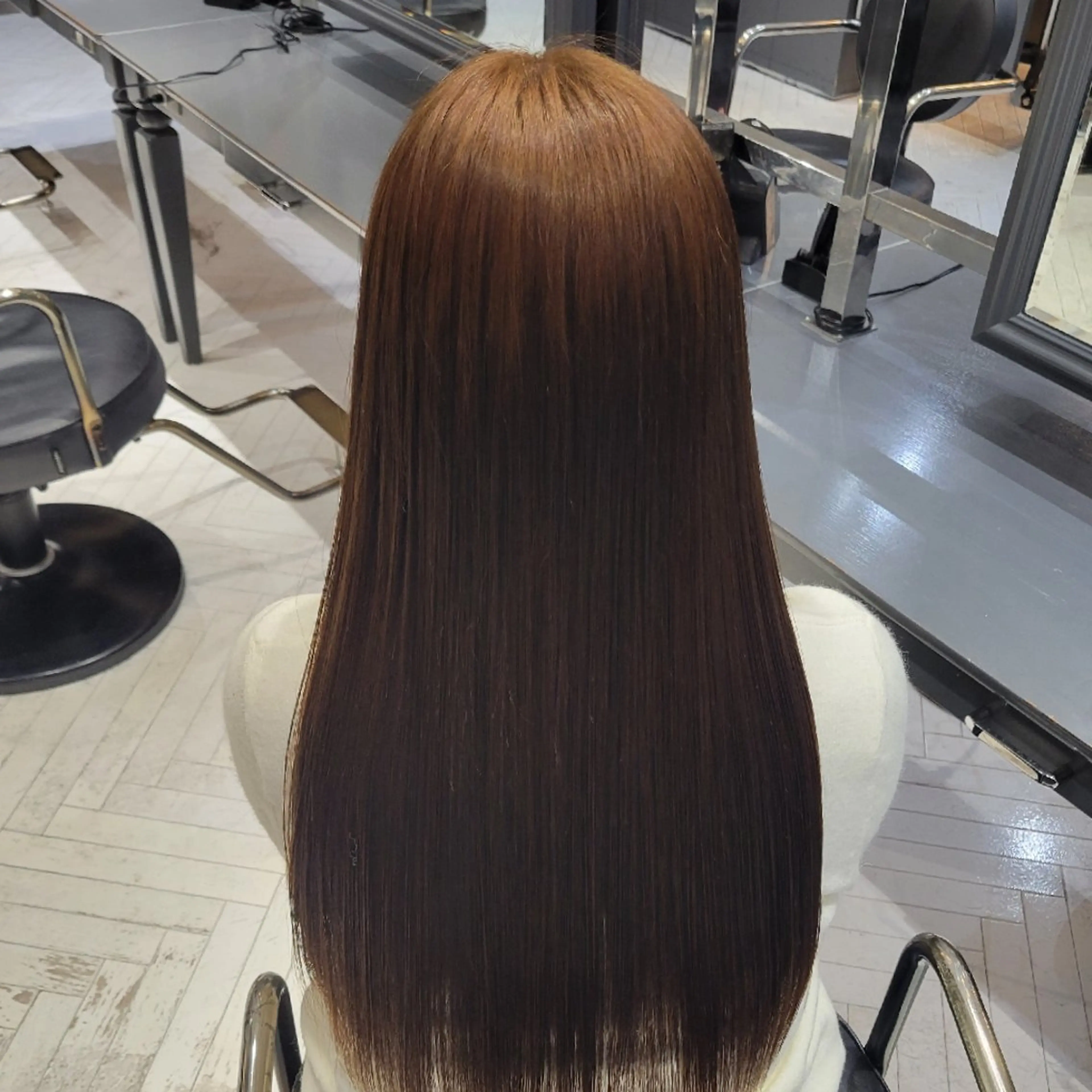 ロング カラー ブラウンカラー 透明感カラー RYU/毛流れパーマ /前髪立ち上げ⚡️のヘアスタイル