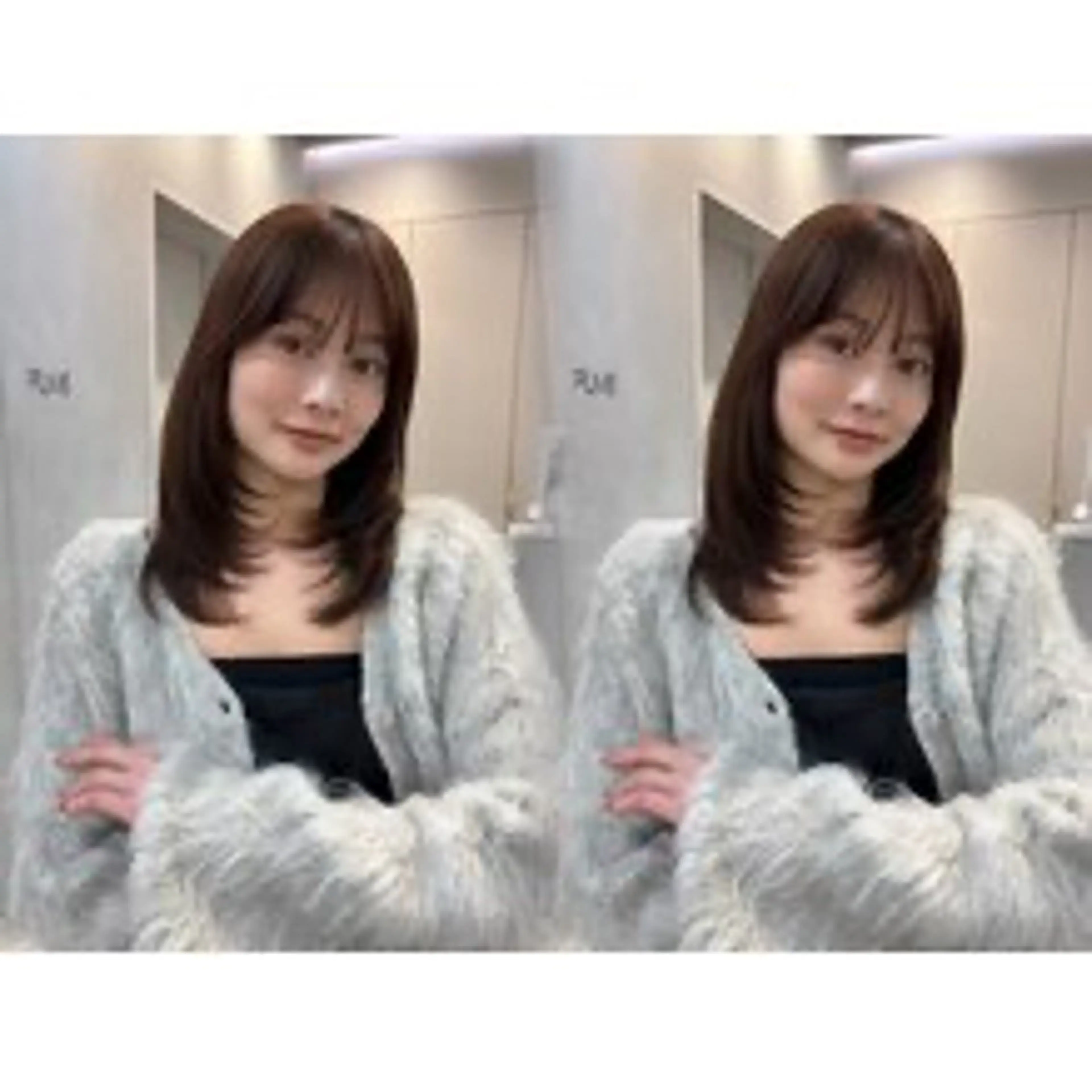 セミロング カット ヘアカラー MOE レイヤー/新宿三丁目のヘアスタイル