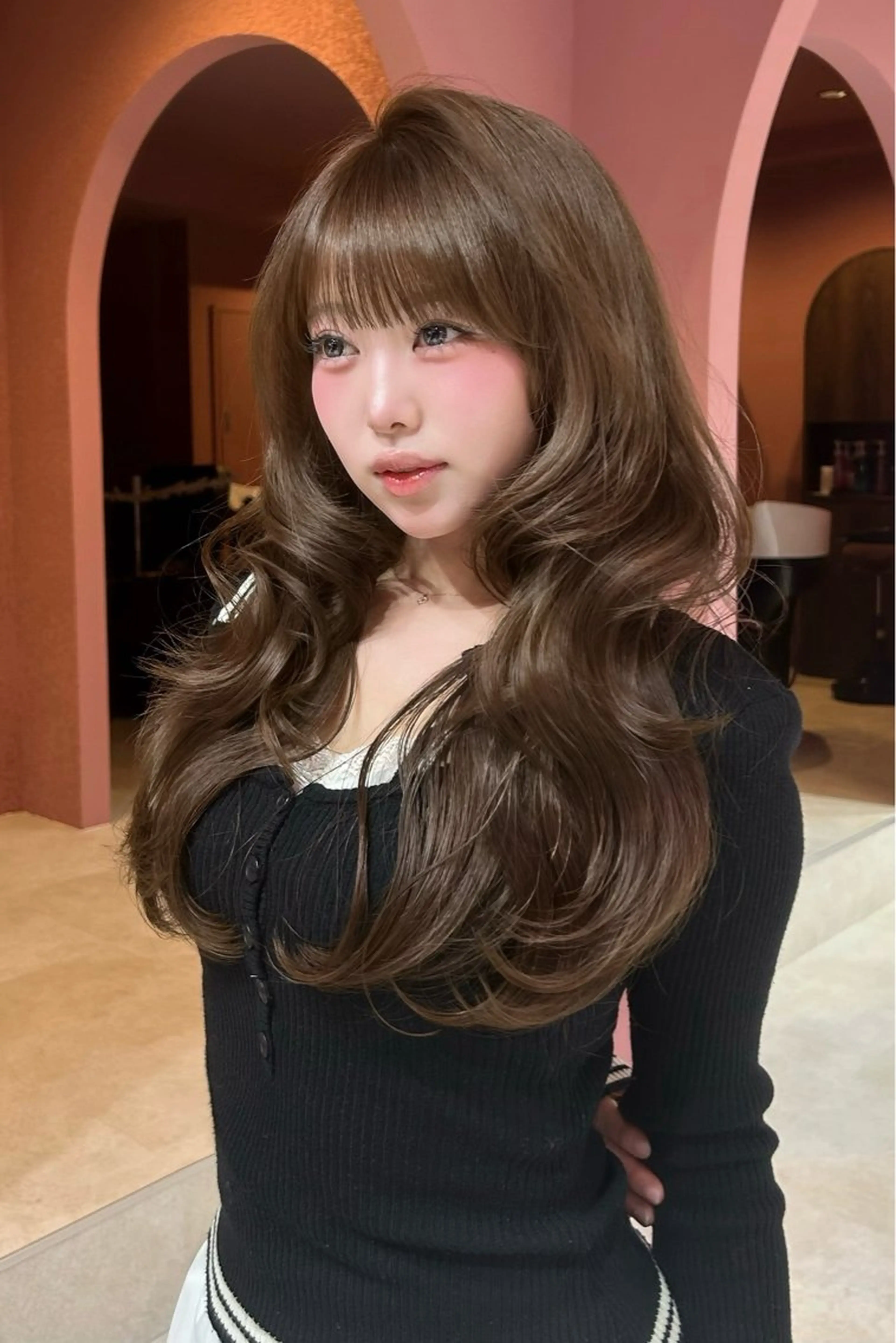 ロング カラー ベージュカラー ブリーチ ブラウンカラー ショコラブラウン ダブルカラー カット ヘアカラー トリートメント 表参道/ワンホンヘア SAAYA🖤のヘアスタイル