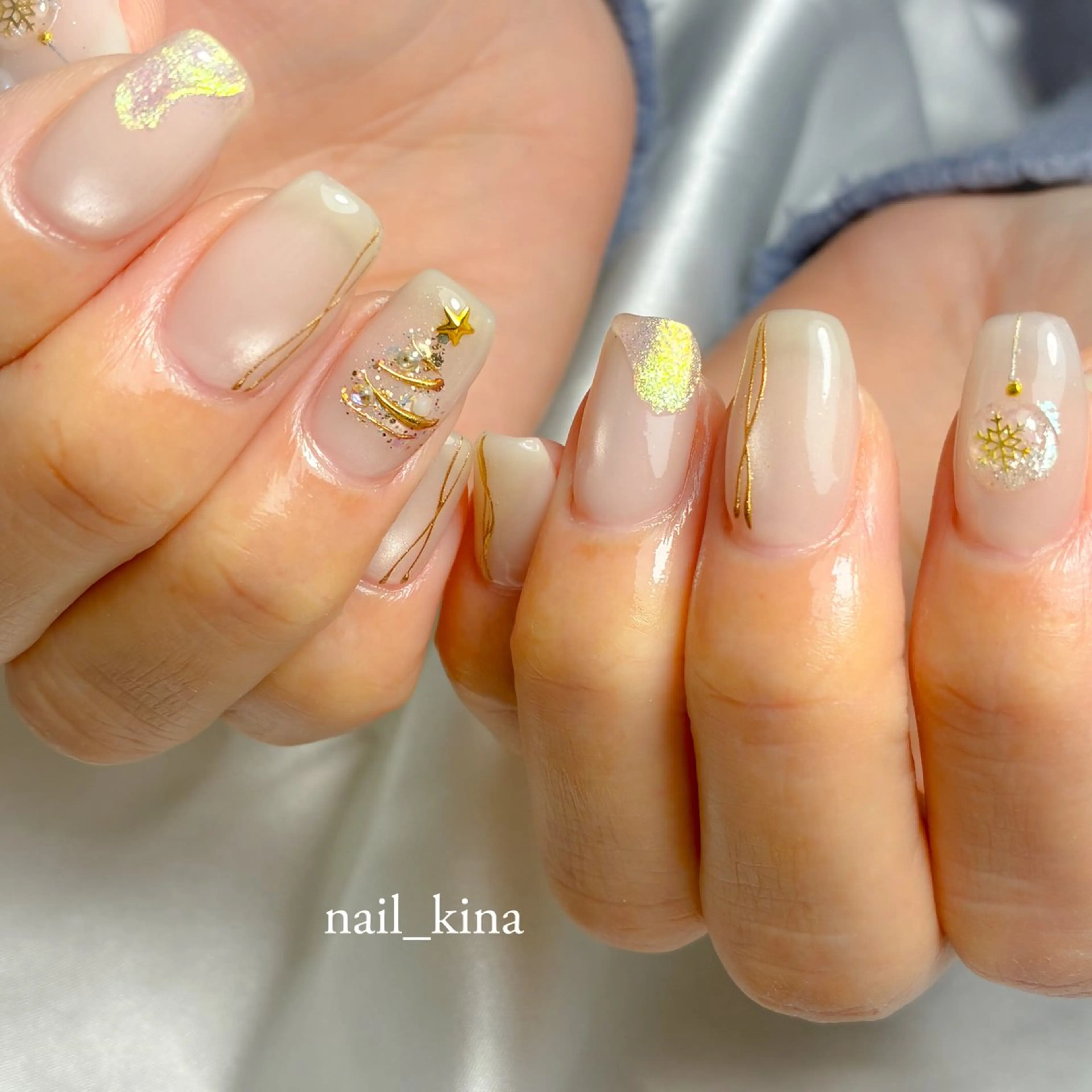 ネイル アートネイル ジェルネイル マグネットネイル パラジェル ホワイト ハンドネイル nail_ kinaのネイルデザイン