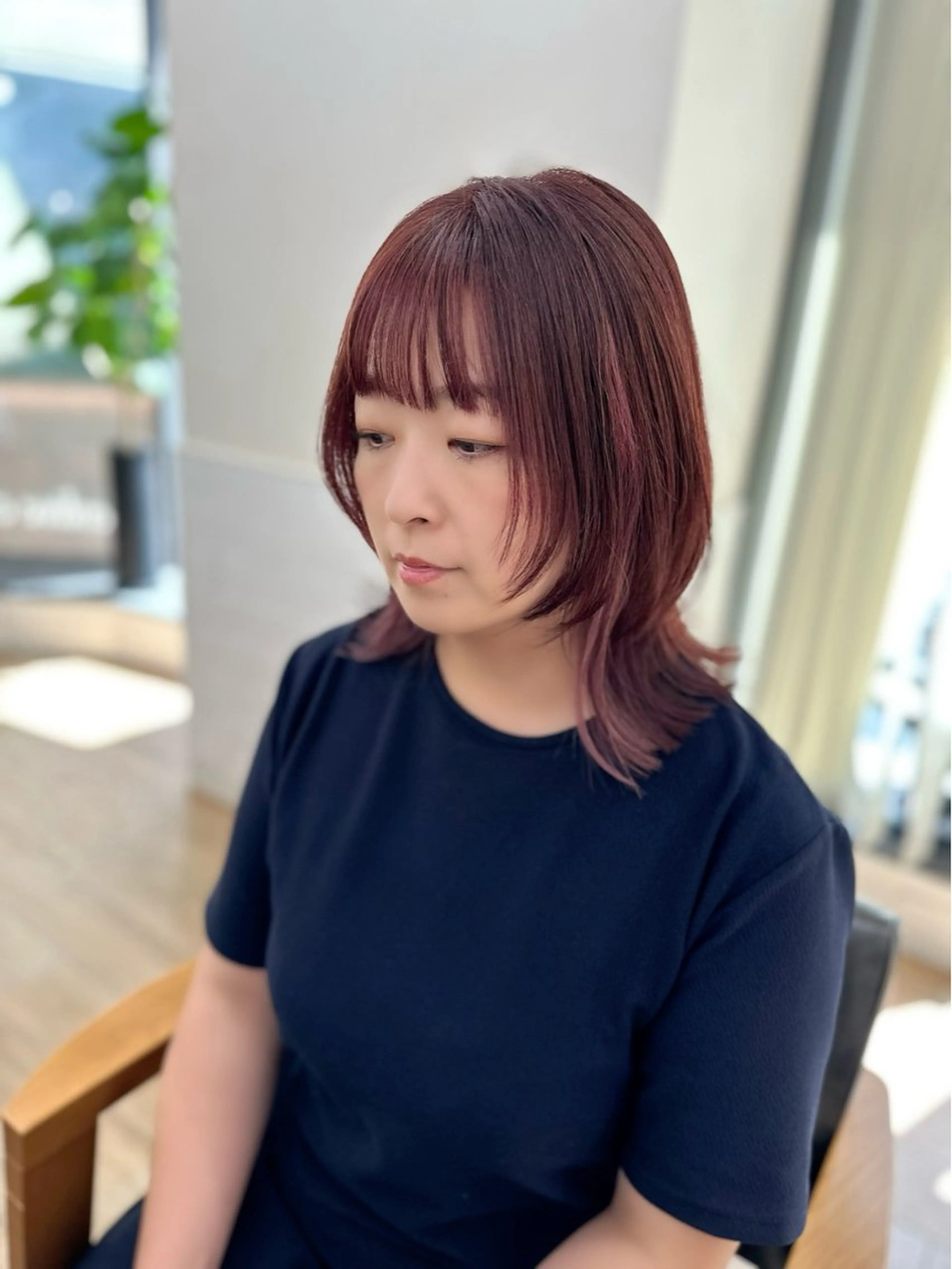 ミディアム カラー パーマ ヘアアレンジ メンズ キッズ カット ヘアカラー レイヤーカット 🌿透け感カラーのヘアスタイル