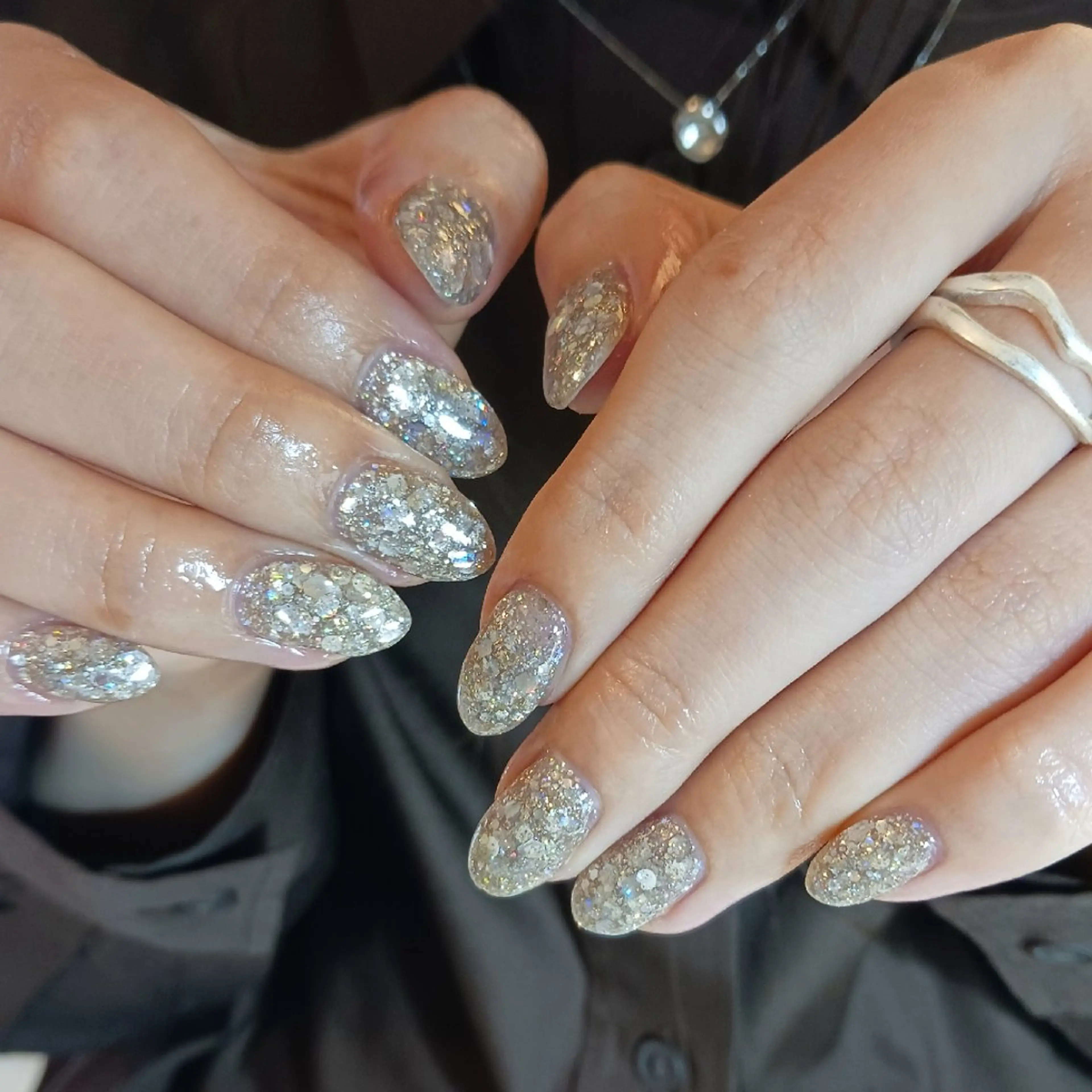 ネイル ジェルネイル ホログラムネイル ラメ(グリッター) 持ち込み 冬ネイル ハンドネイル owlnail /持込みデザイン専門のネイルデザイン