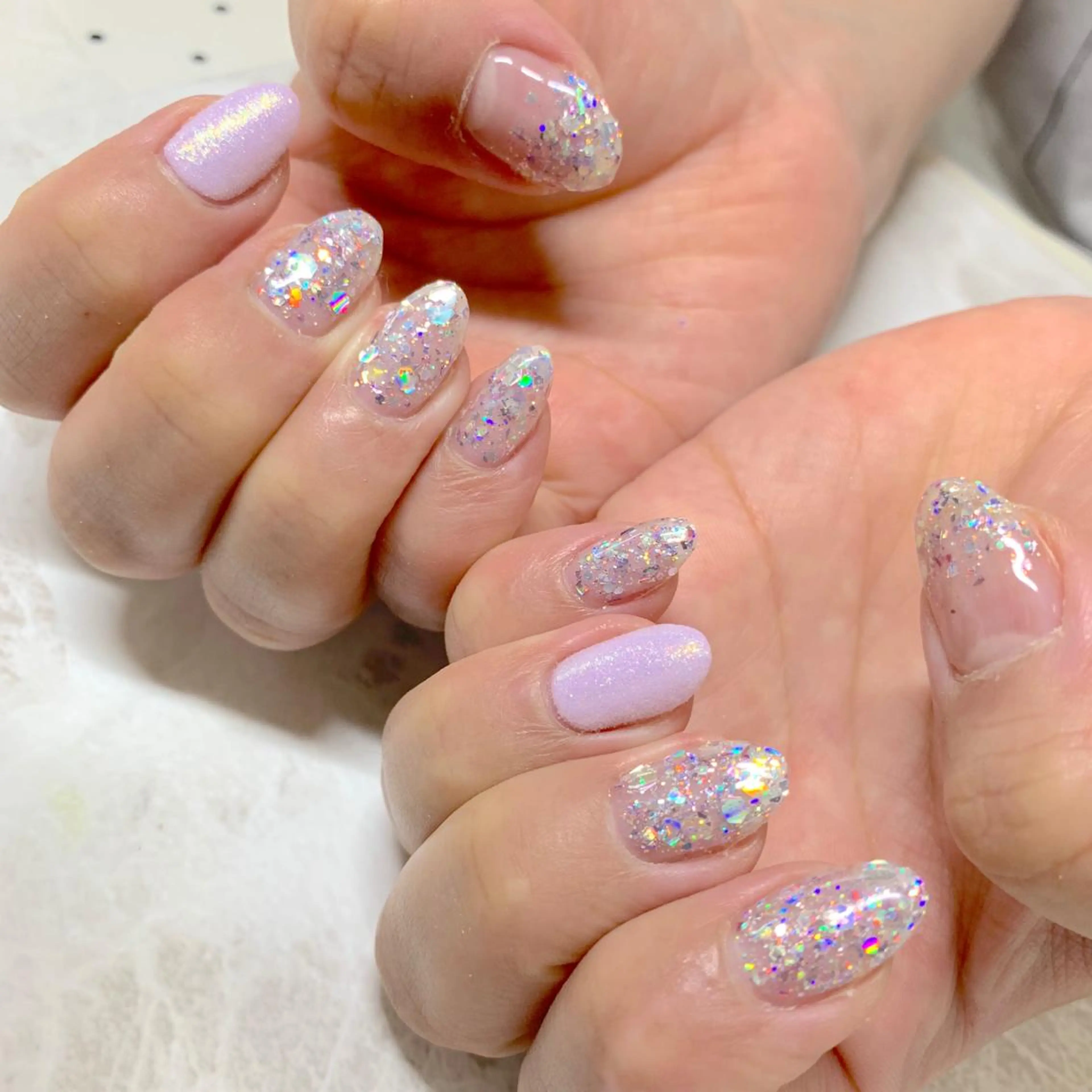 ネイル グラデーション ラメ(グリッター) ラメグラデーション ワンカラーネイル LULU LIMAのネイルデザイン