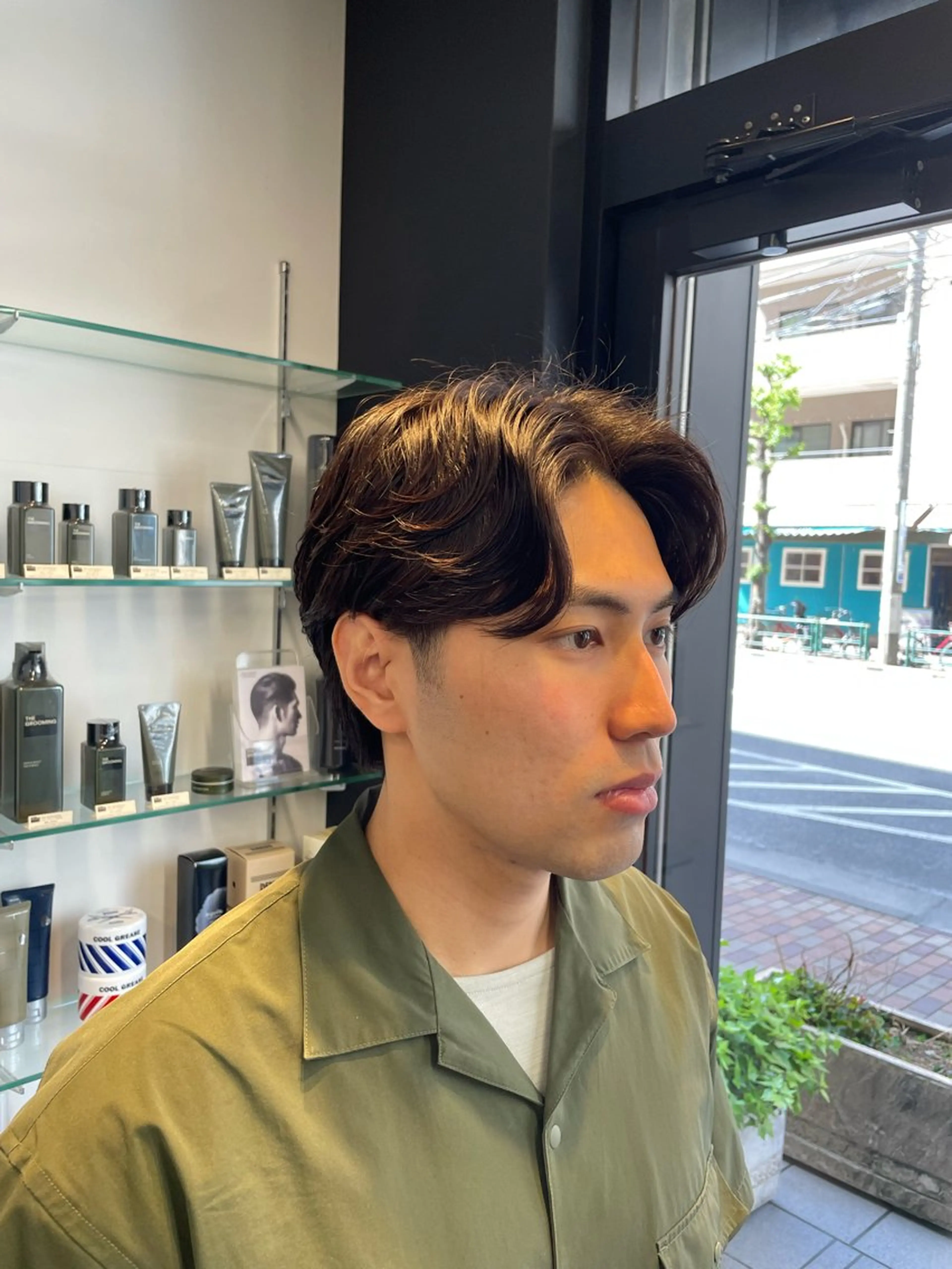 ミディアム パーマ メンズ センターパート MEN'S 限定 / 杉田 星成のヘアスタイル