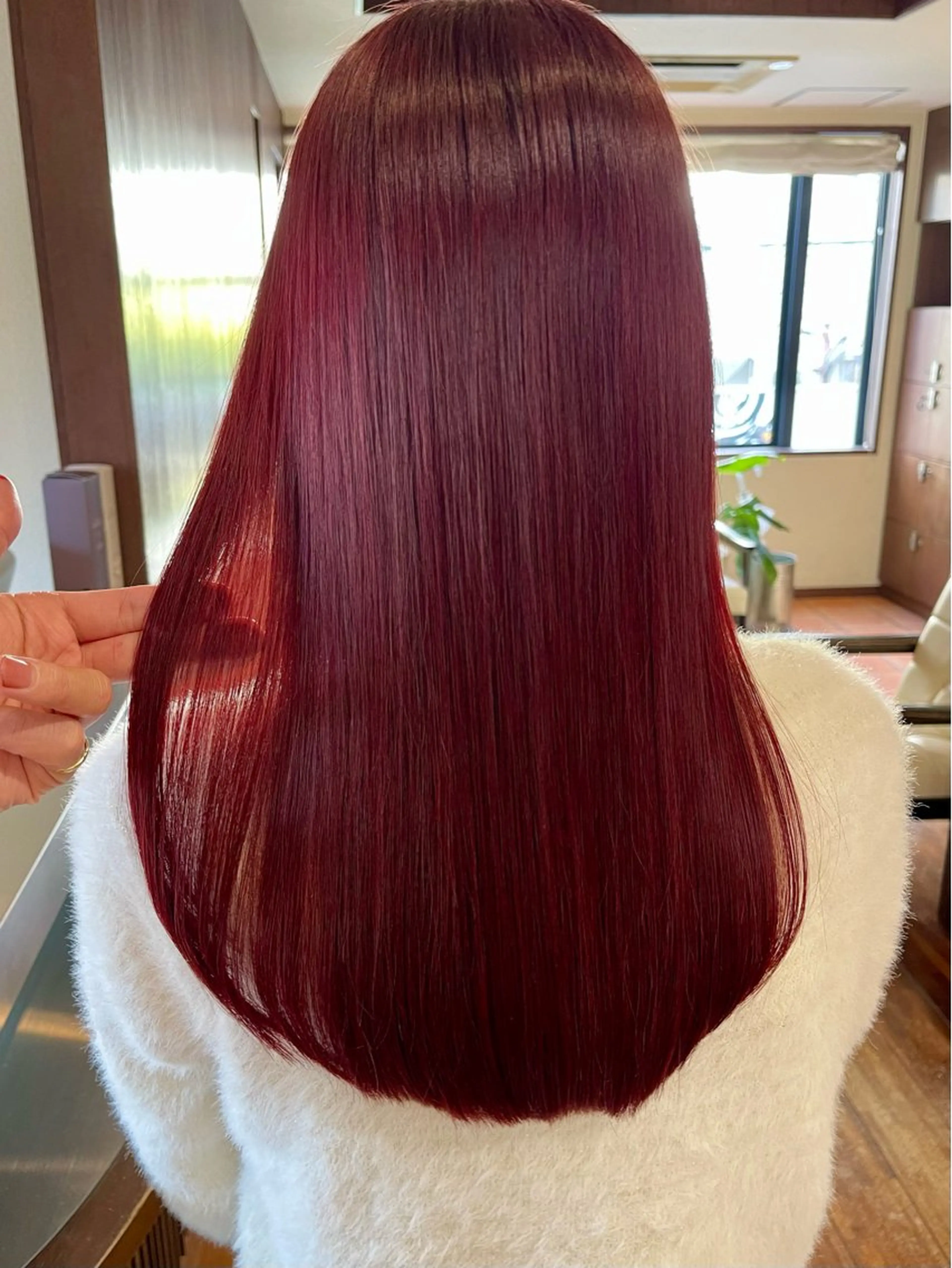 セミロング カラー ダブルカラー レッドカラー 髪質改善 トリートメント ヘアカラー トリートメント 田室 和幸のヘアスタイル