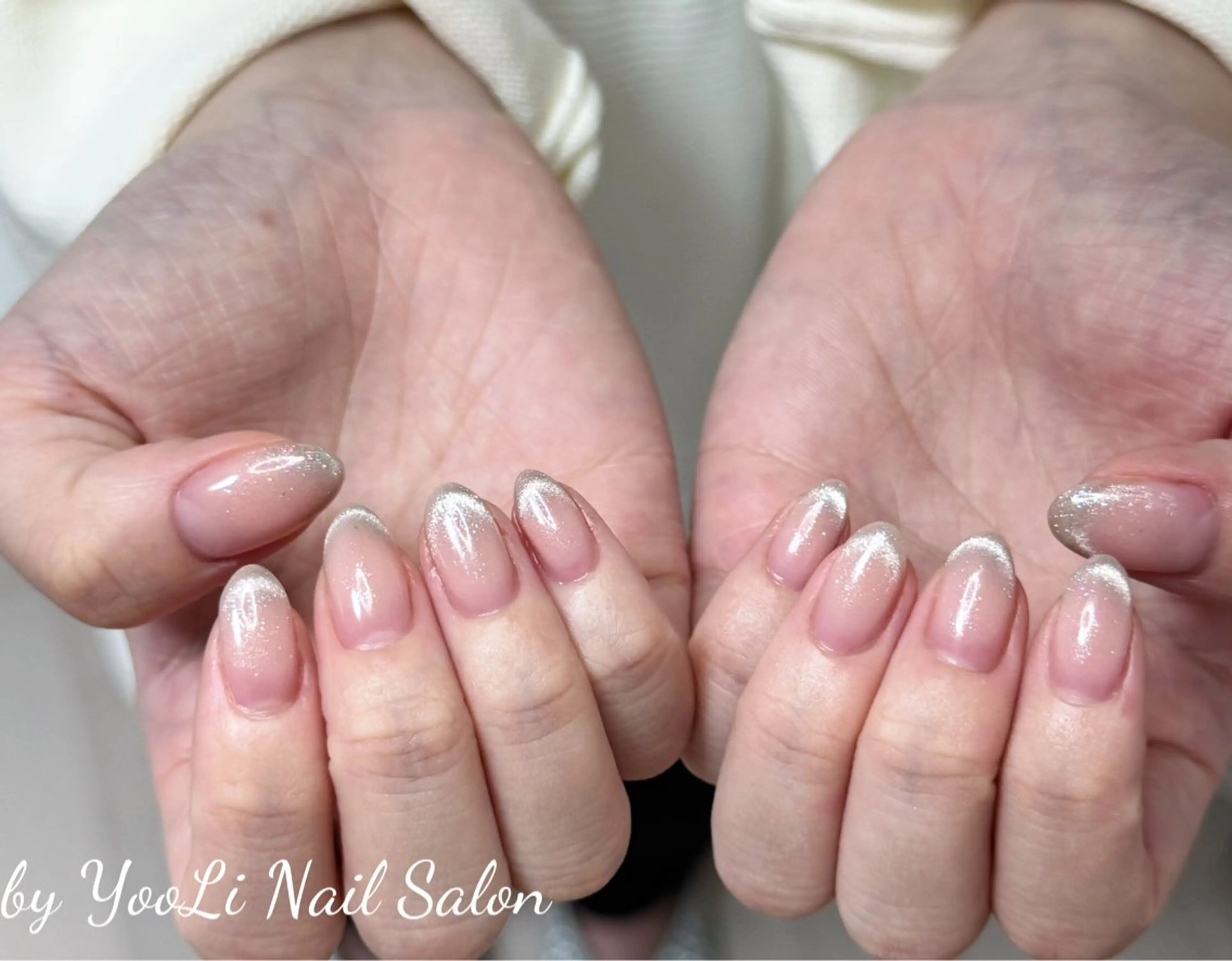 ネイル アートネイル オーロラネイル チークネイル フレンチネイル ガラスフレンチ ハンドネイル 🎀🎀YooLi Nail Salonのネイルデザイン