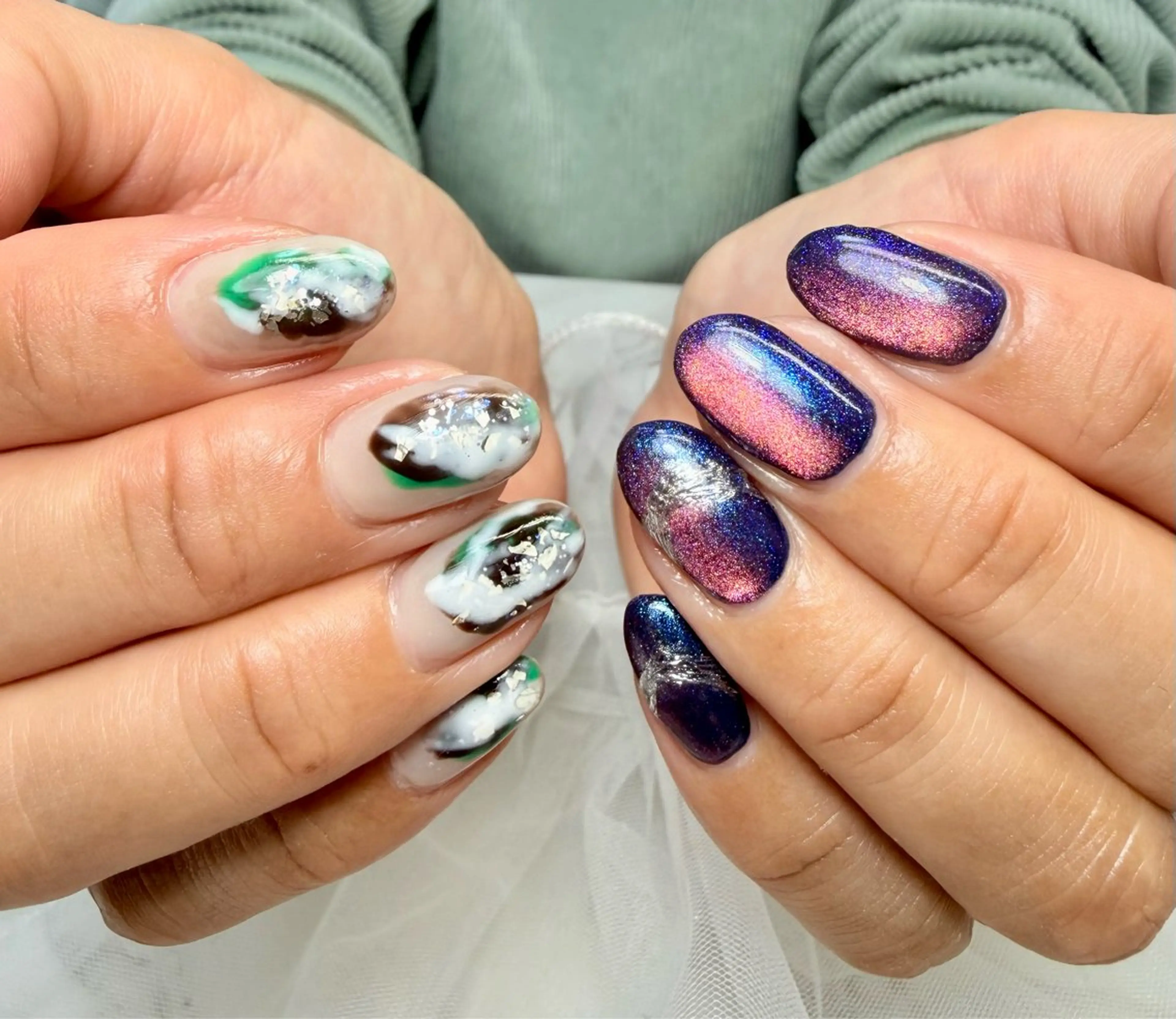 ネイル アートネイル チークネイル フラッシュネイル フラッシュマグ フレンチネイル Mai’s nailのネイルデザイン