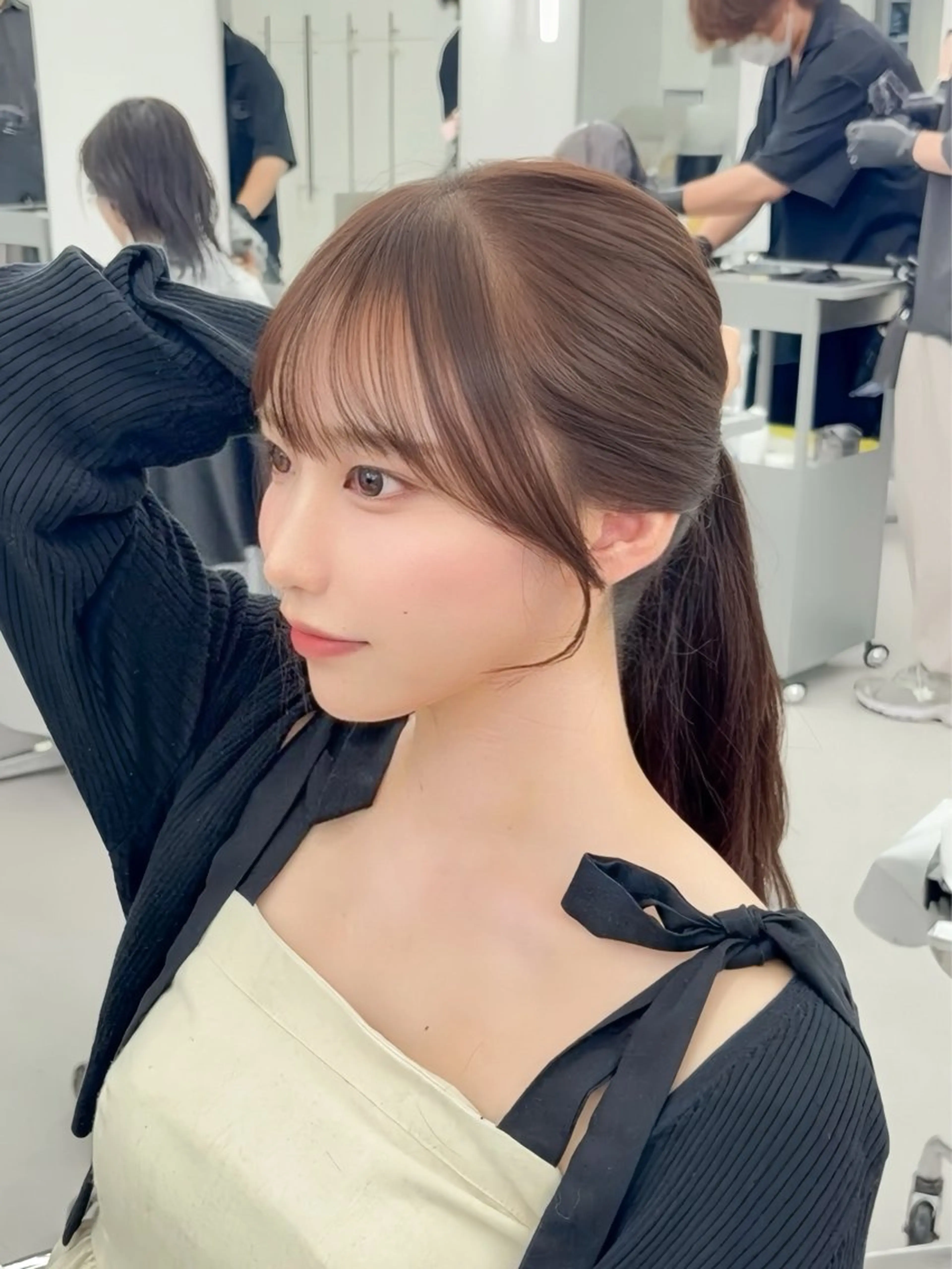 ロング カラー レイヤーカット 小顔カット カット ヘアカラー トリートメント 韓国ヘア/レイヤー/ 顔まわり足立遥奈のヘアスタイル