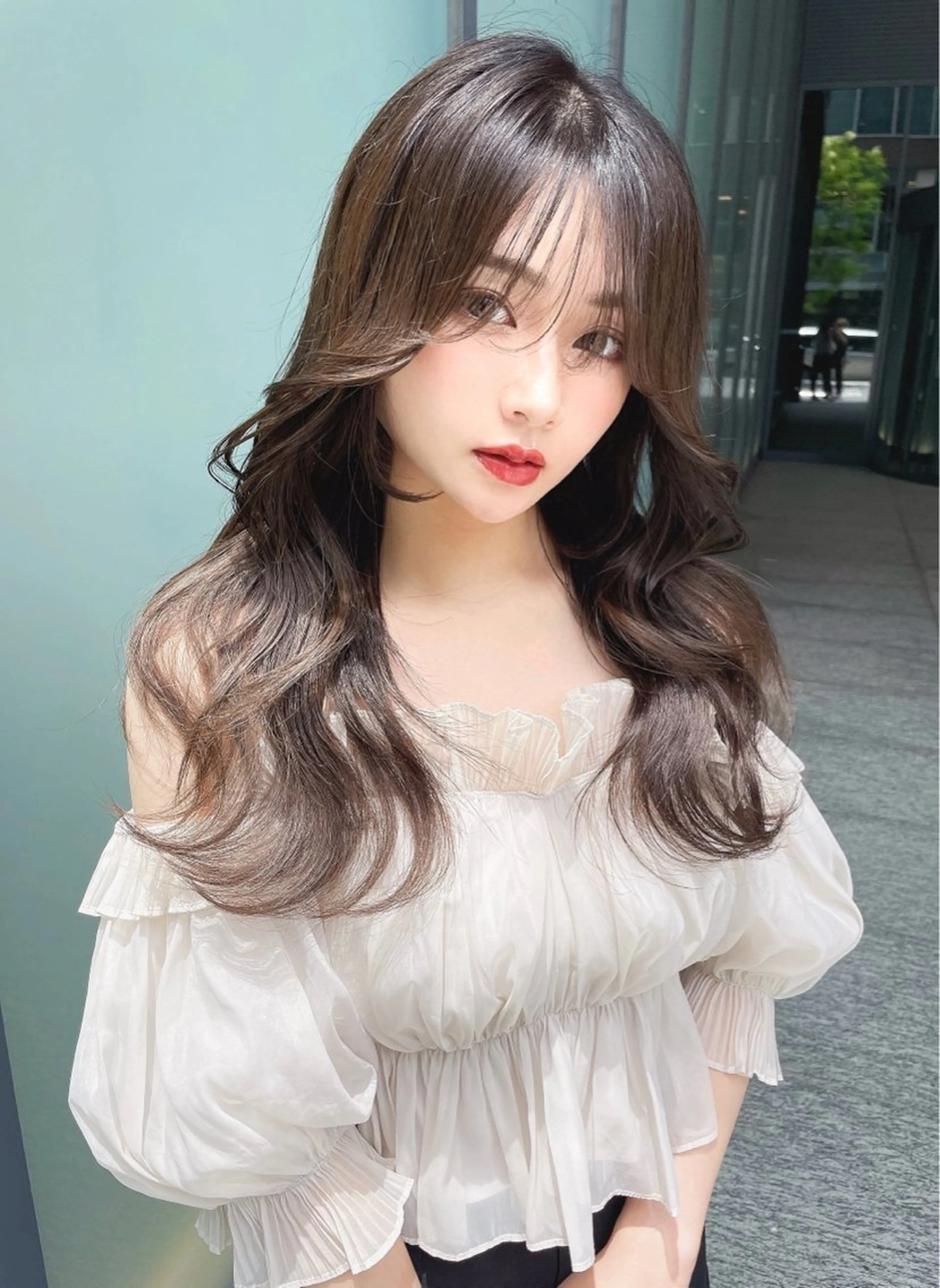 ミディアム カラー ベージュカラー 黒髪 ブリーチ ブルーカラー ブルーブラック カット ヘアカラー トリートメント 木屋元一/透明感 /前髪/ショートボブのヘアスタイル