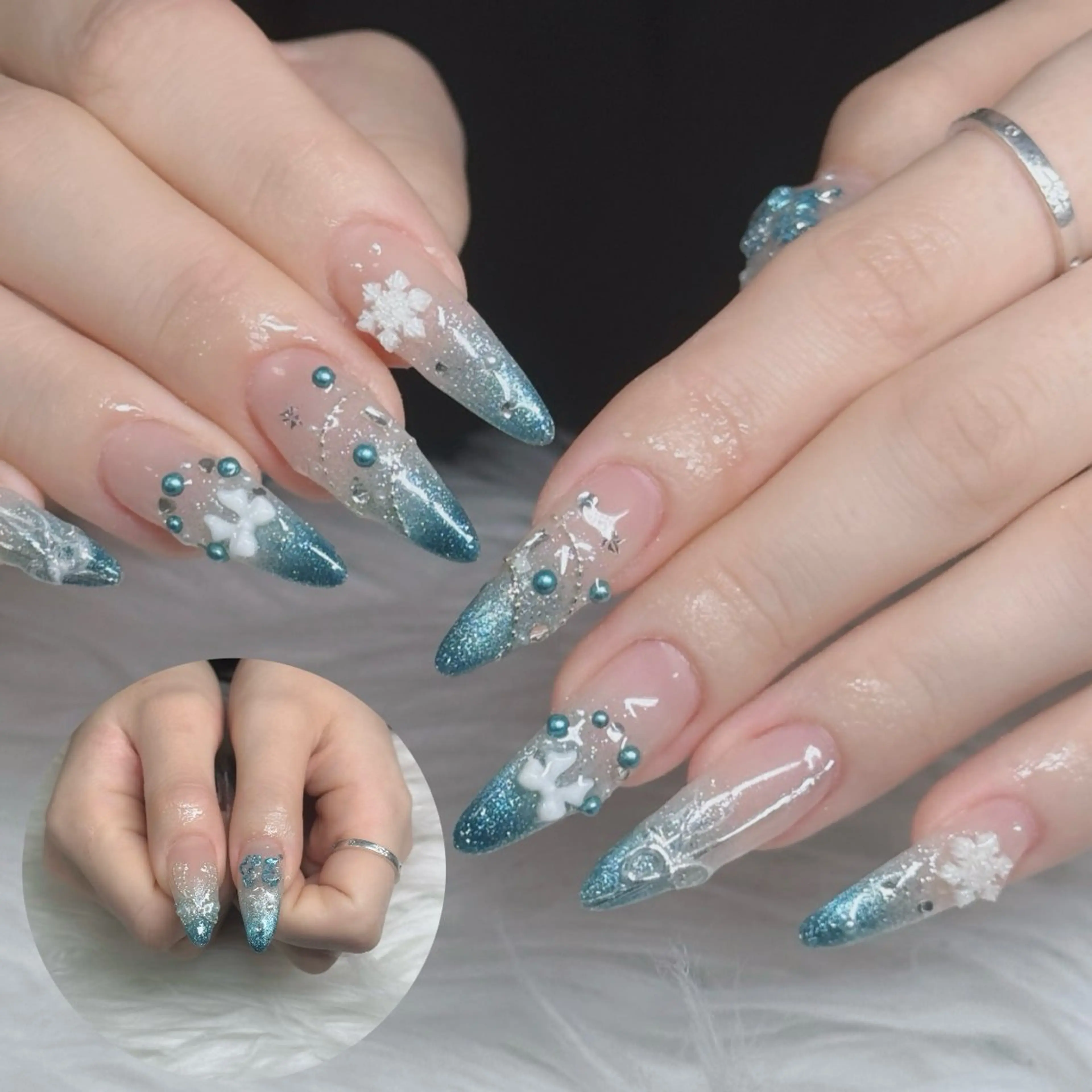 ネイル フットネイル フレンチネイル グラデーション 韓国ネイル ロングネイル ハンドネイル Hani Nail Salonのネイルデザイン