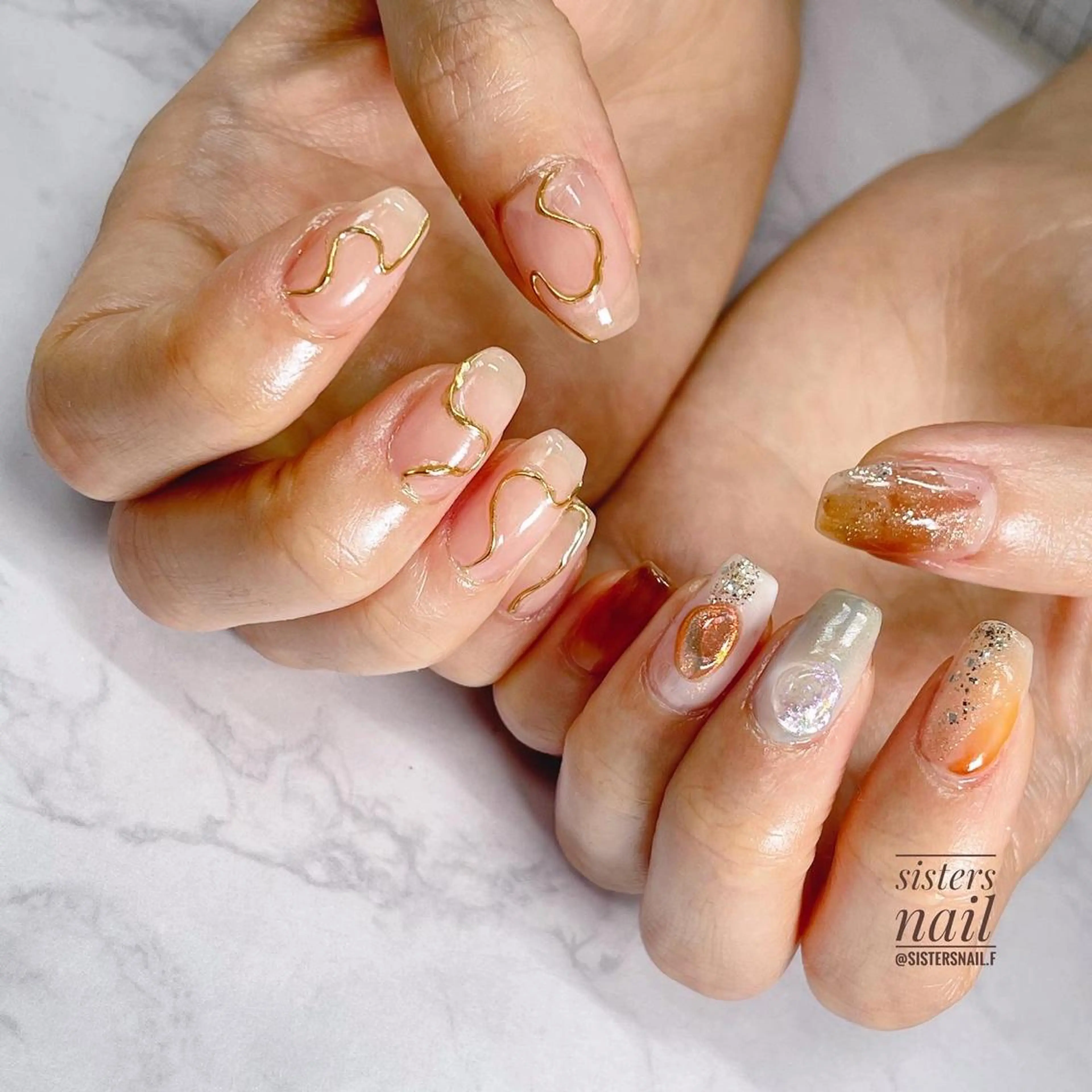 ネイル アートネイル クリアネイル ニュアンスネイル 夏ネイル sisters nail.fのネイルデザイン