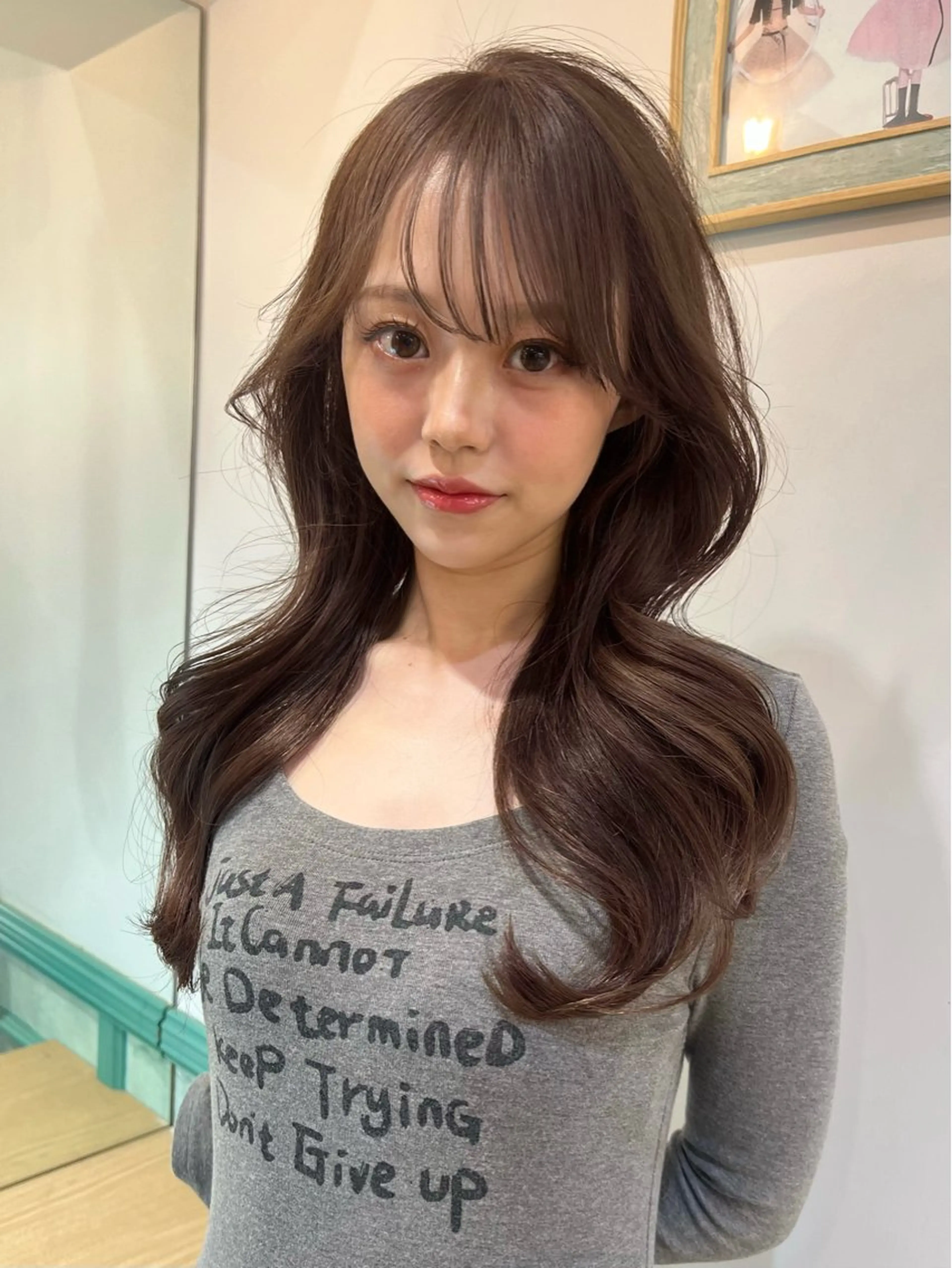 セミロング 韓国風ヘア レイヤーカット 韓国レイヤーカット/ 縮毛矯正/羽田航のヘアスタイル