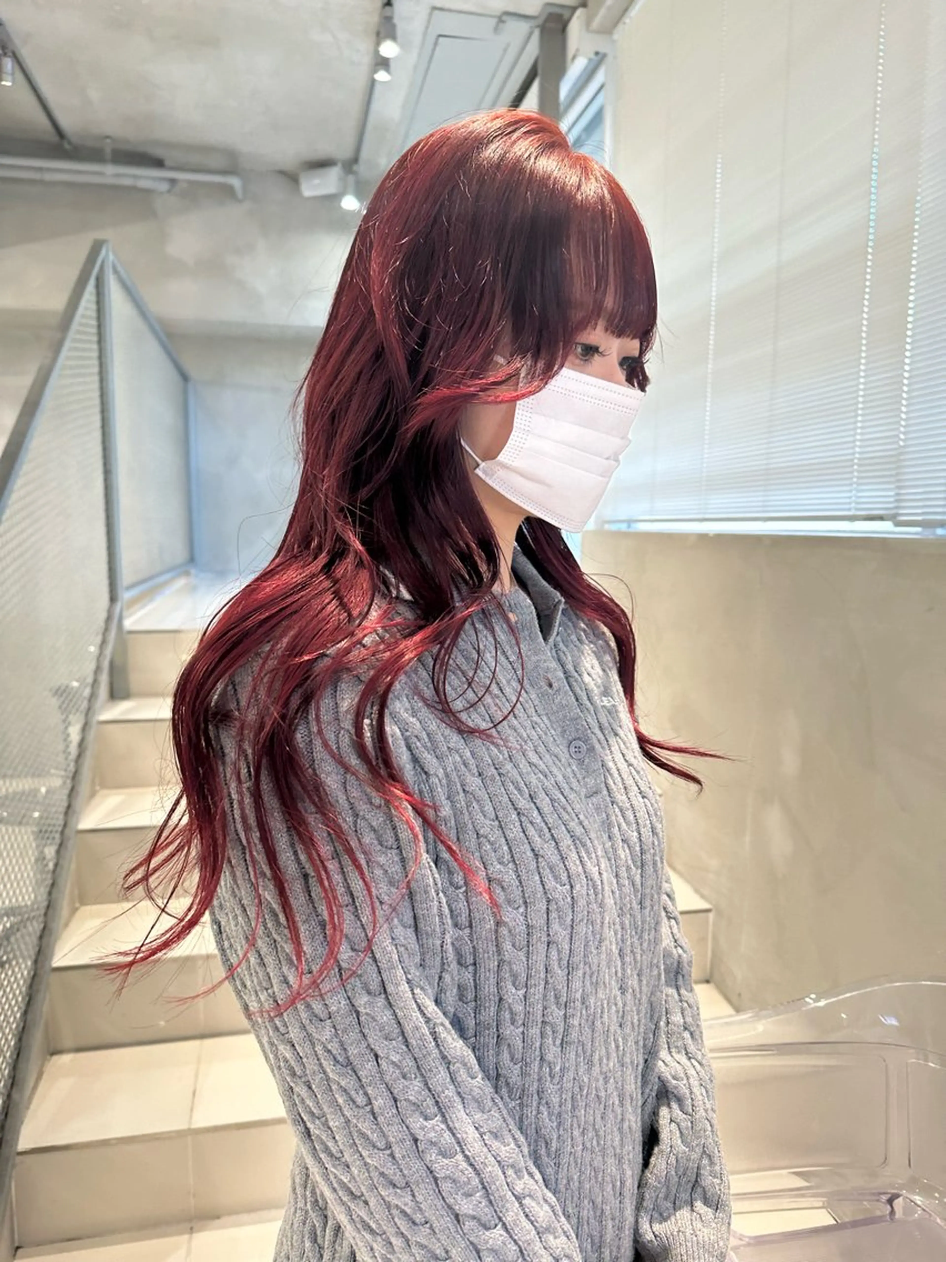 ロング カラー ヘアアレンジ レッドカラー カット ヘアカラー トリートメント 🎀暖色カラー🎀 おかだみほのヘアスタイル