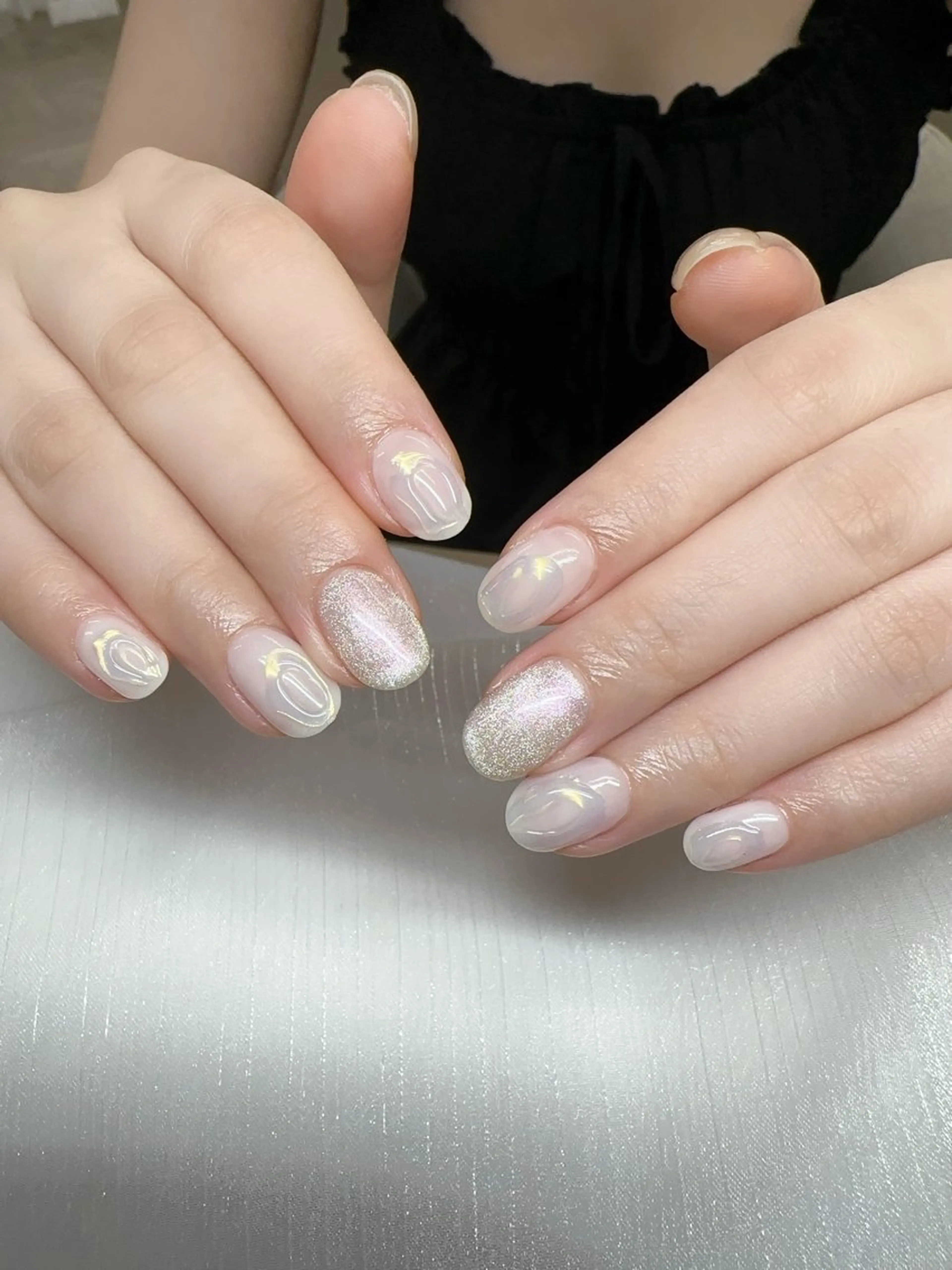 ネイル ハンドネイル Kaka_ パラジェル、長さだしのネイルデザイン