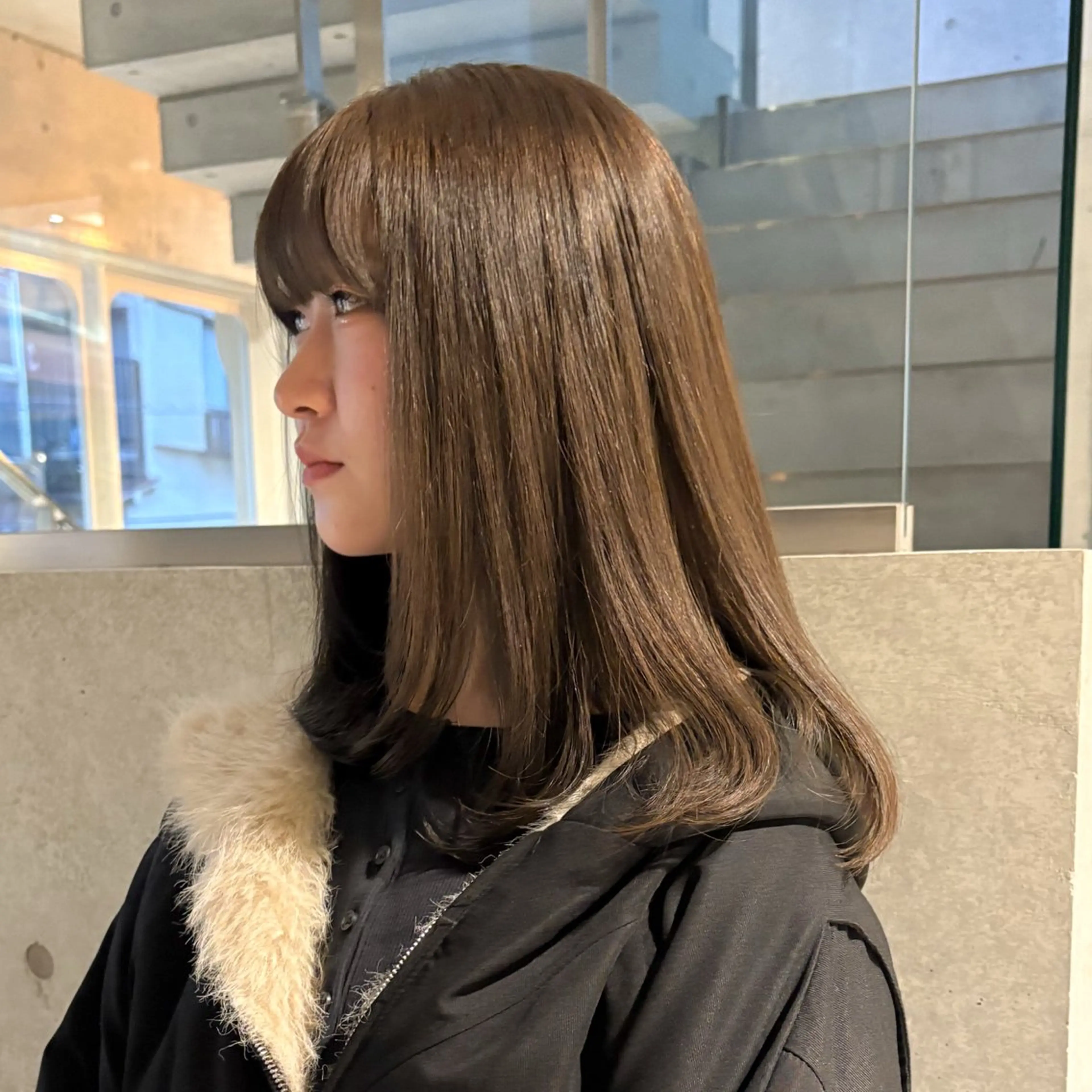 ミディアム ヘアカラー ハラミユウ🪞透け感 ブラウンベージュ🪞のヘアスタイル