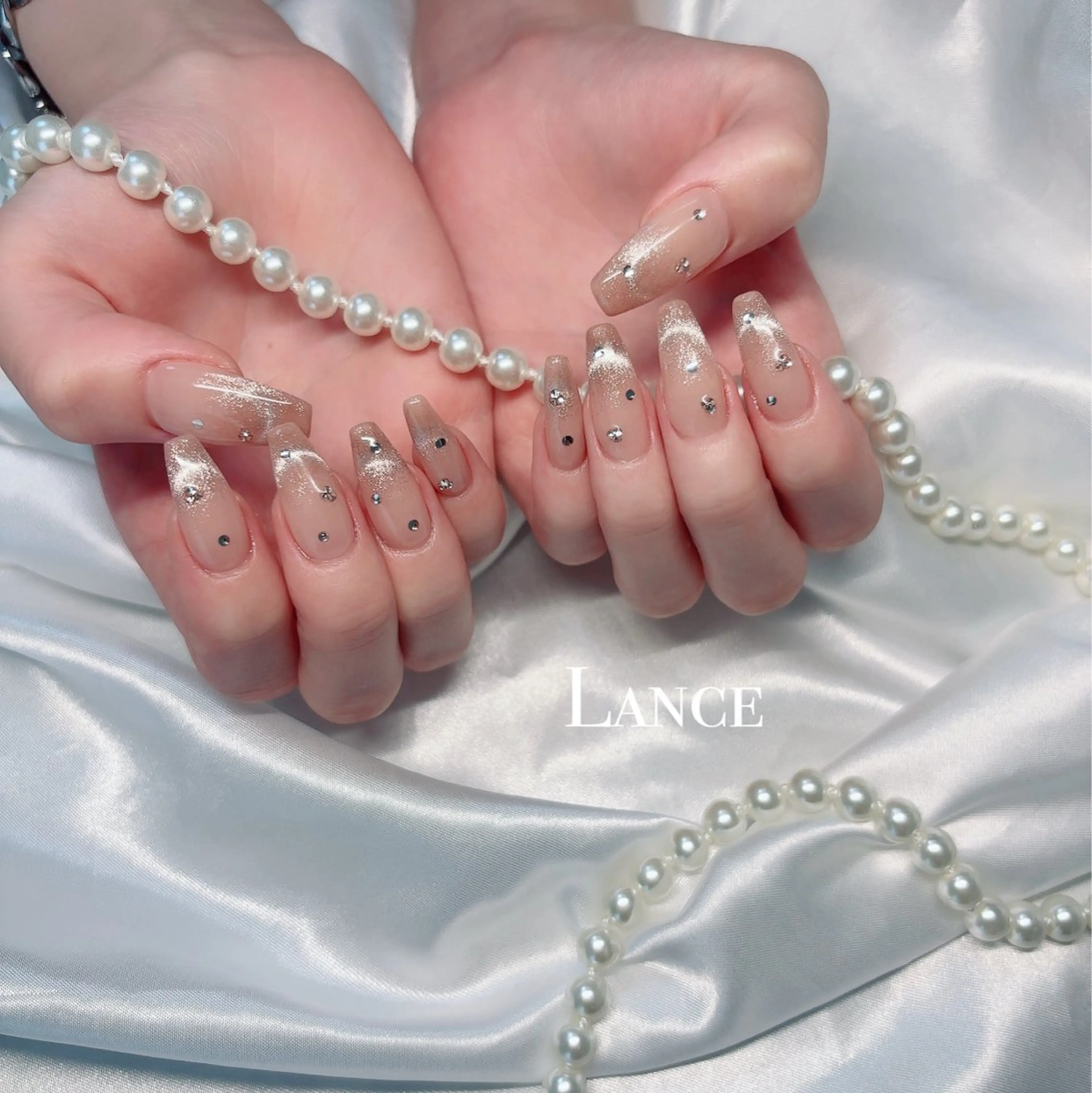 ネイル オーロラネイル フットネイル フレンチネイル ハート キラキラネイル Lance nailのネイルデザイン