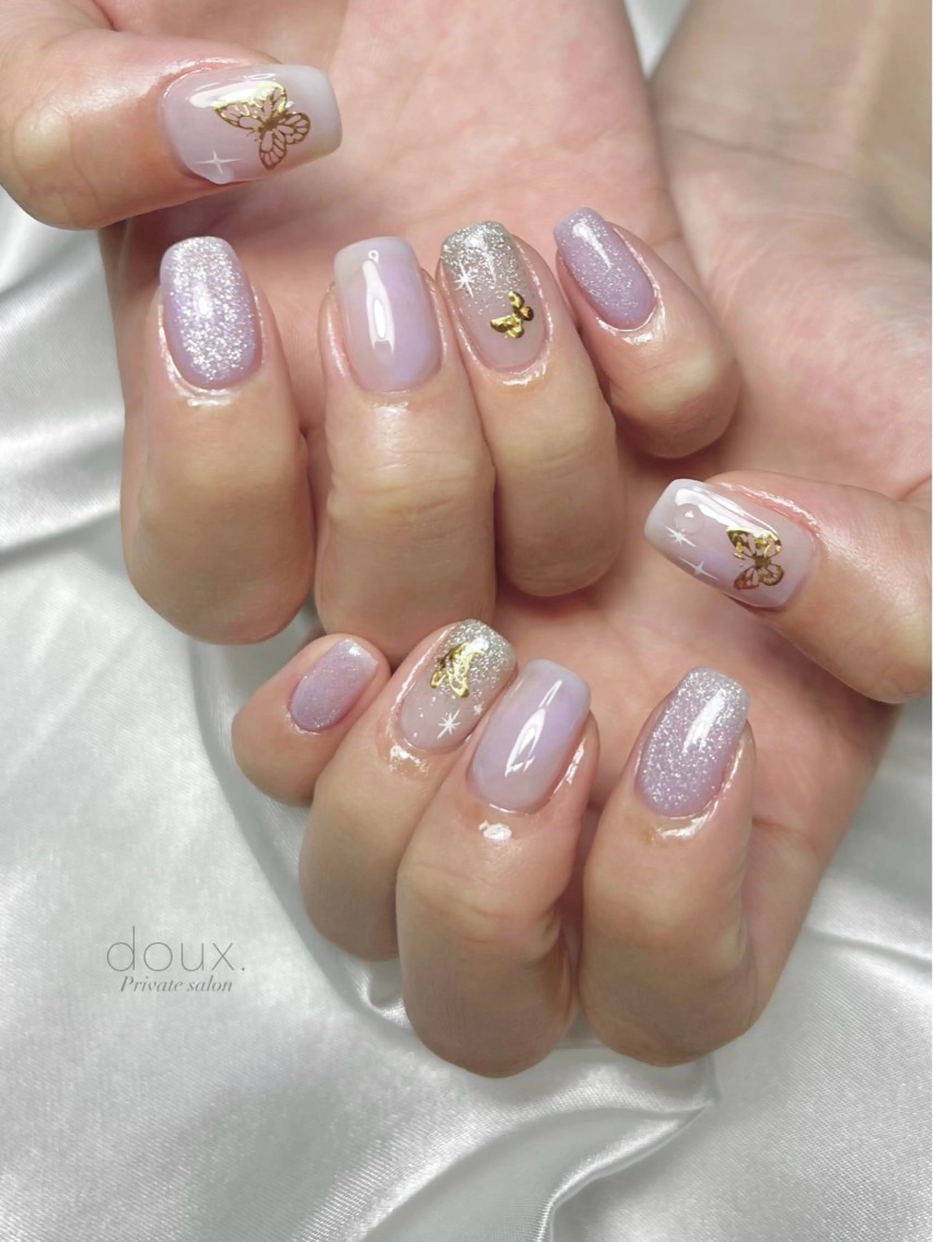 ネイル マグネットネイル ミラーネイル ニュアンスネイル ハンドネイル doux. nailのネイルデザイン