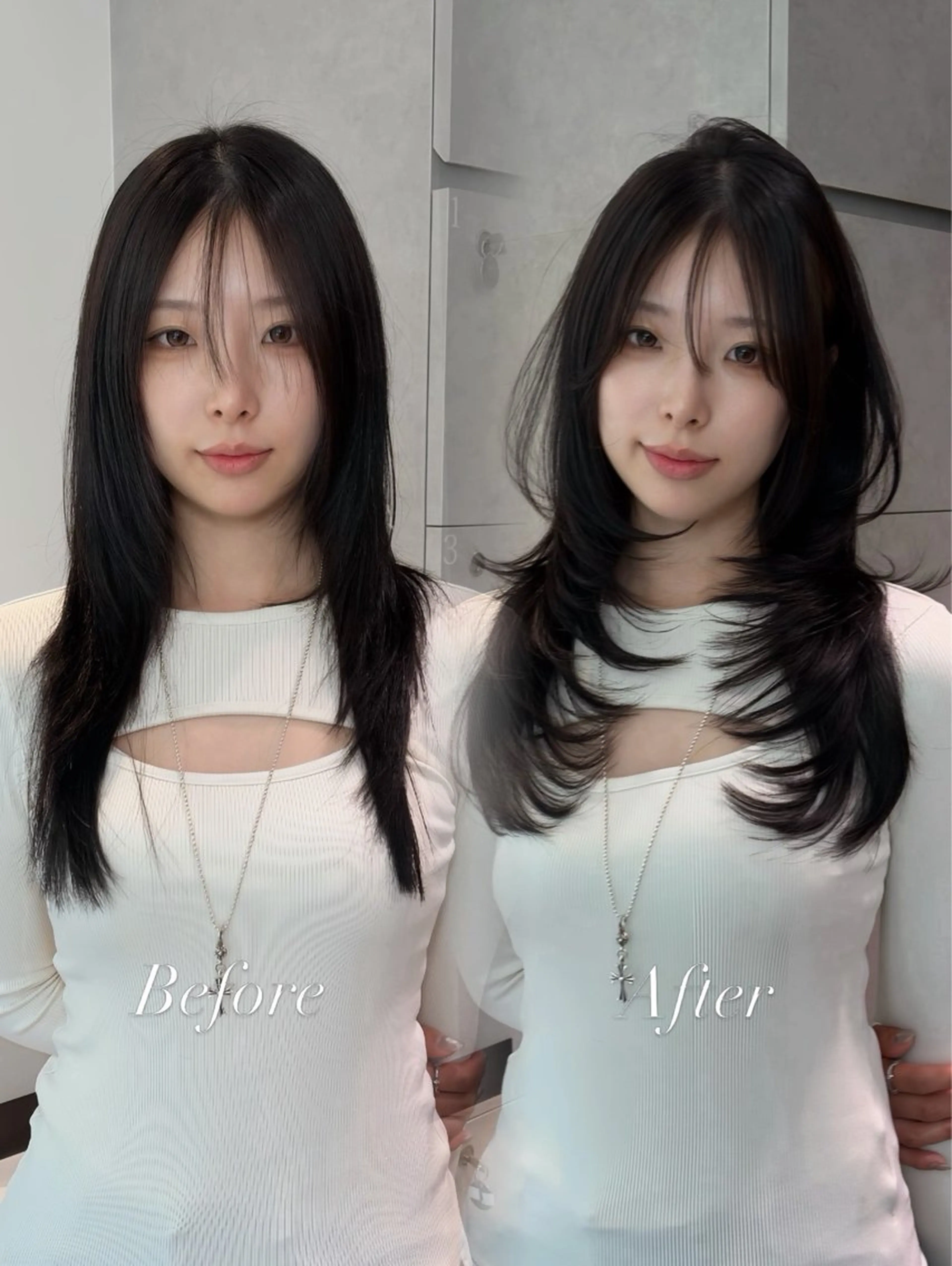 ロング ハッシュカット ハイレイヤー レイヤーカット 吉村 駿佑のヘアスタイル